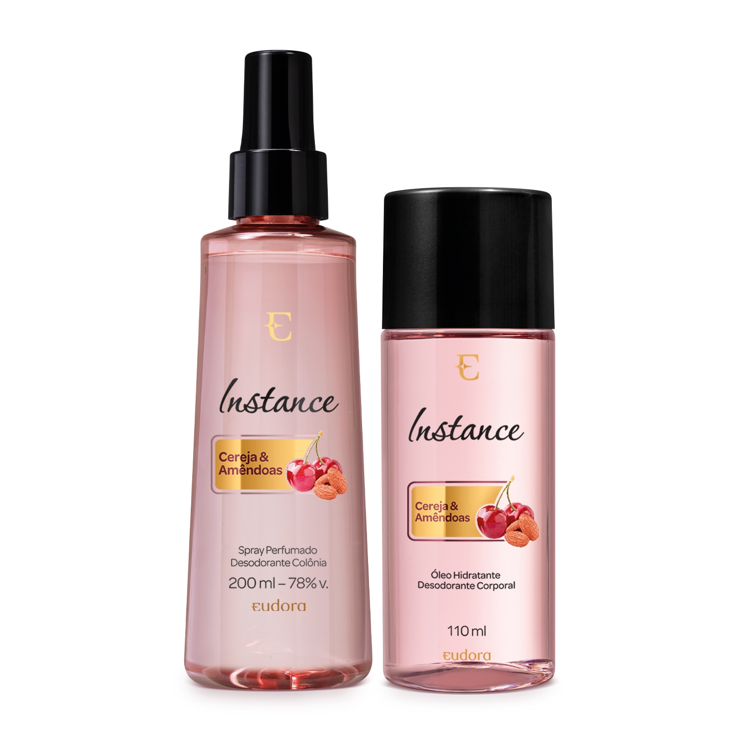 Combo Instance Cereja e Amêndoas: Óleo Hidratante Corporal 110ml + Spray Desodorante Colônia 200ml