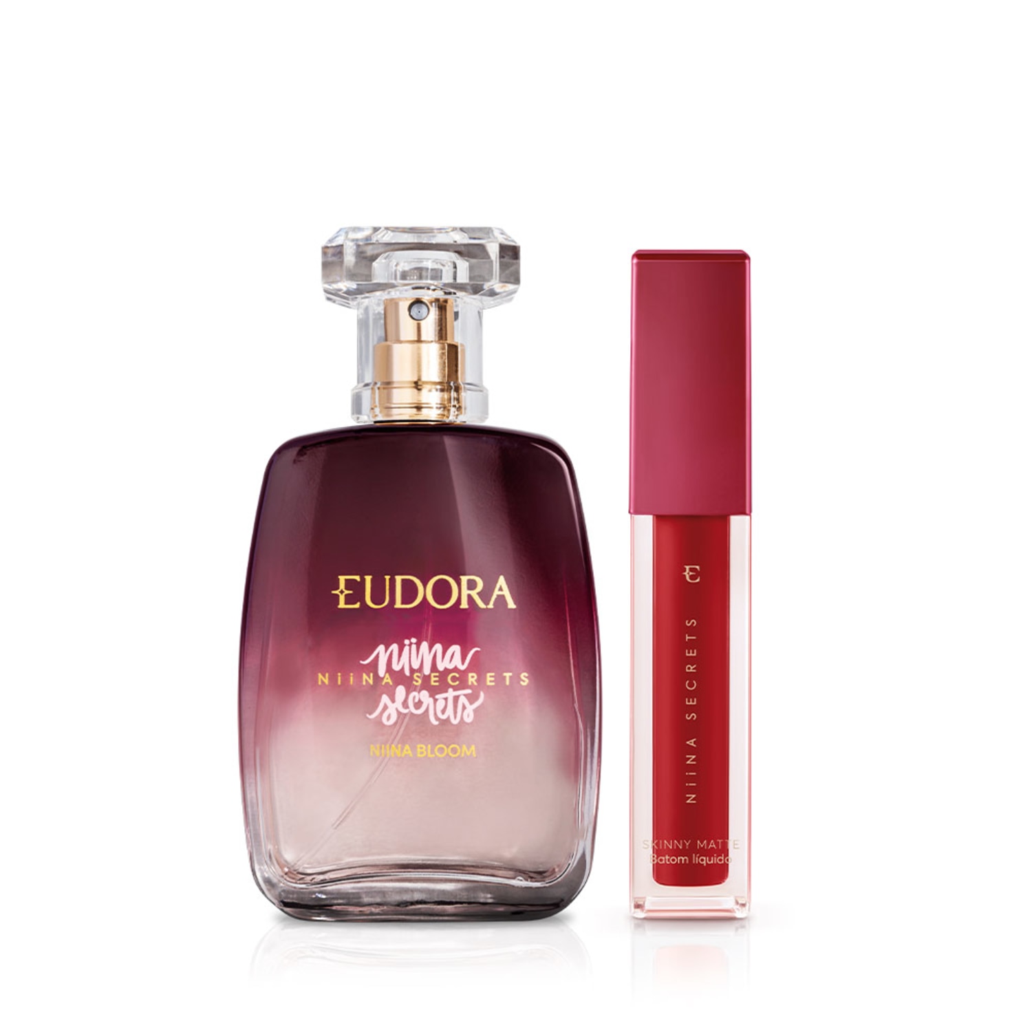 Combo Niina Secrets: Bloom Desodorante Colônia 100ml + Batom Skinny Matte Vermelho Hibisco 4ml