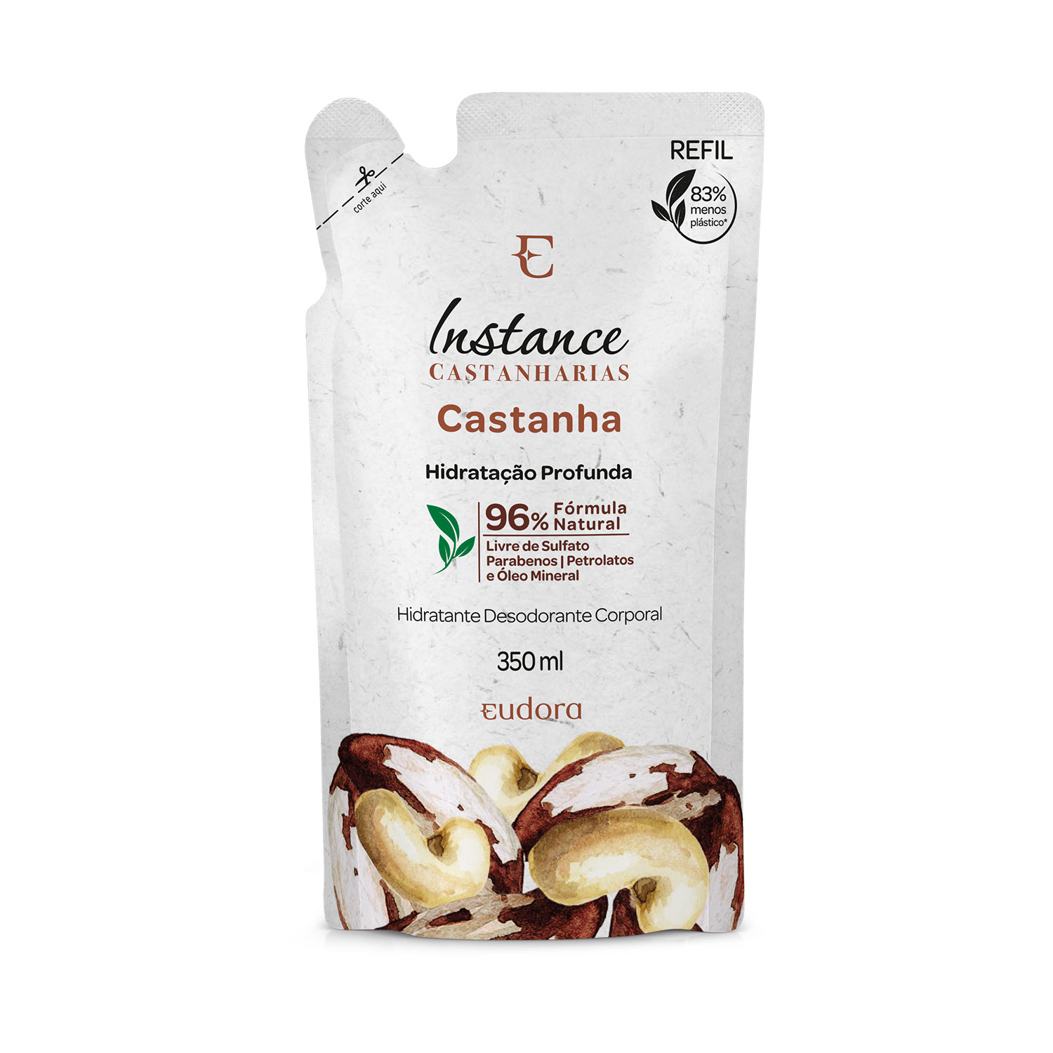 Refil Loção Hidratante Desodorante Corporal Instance Castanha 350ml