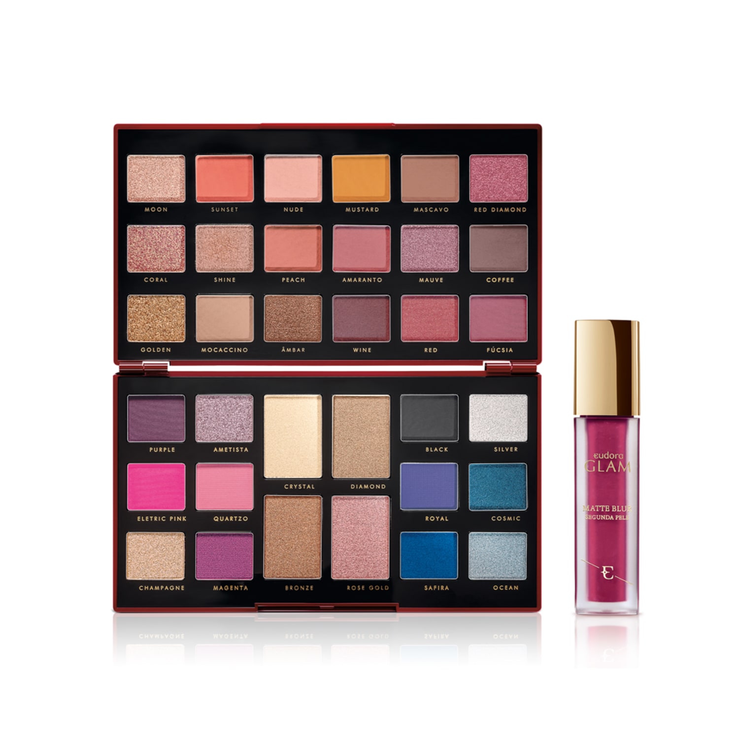 Kit Glam Palette Red Diamond + Batom Matte Blur Magenta Instigante