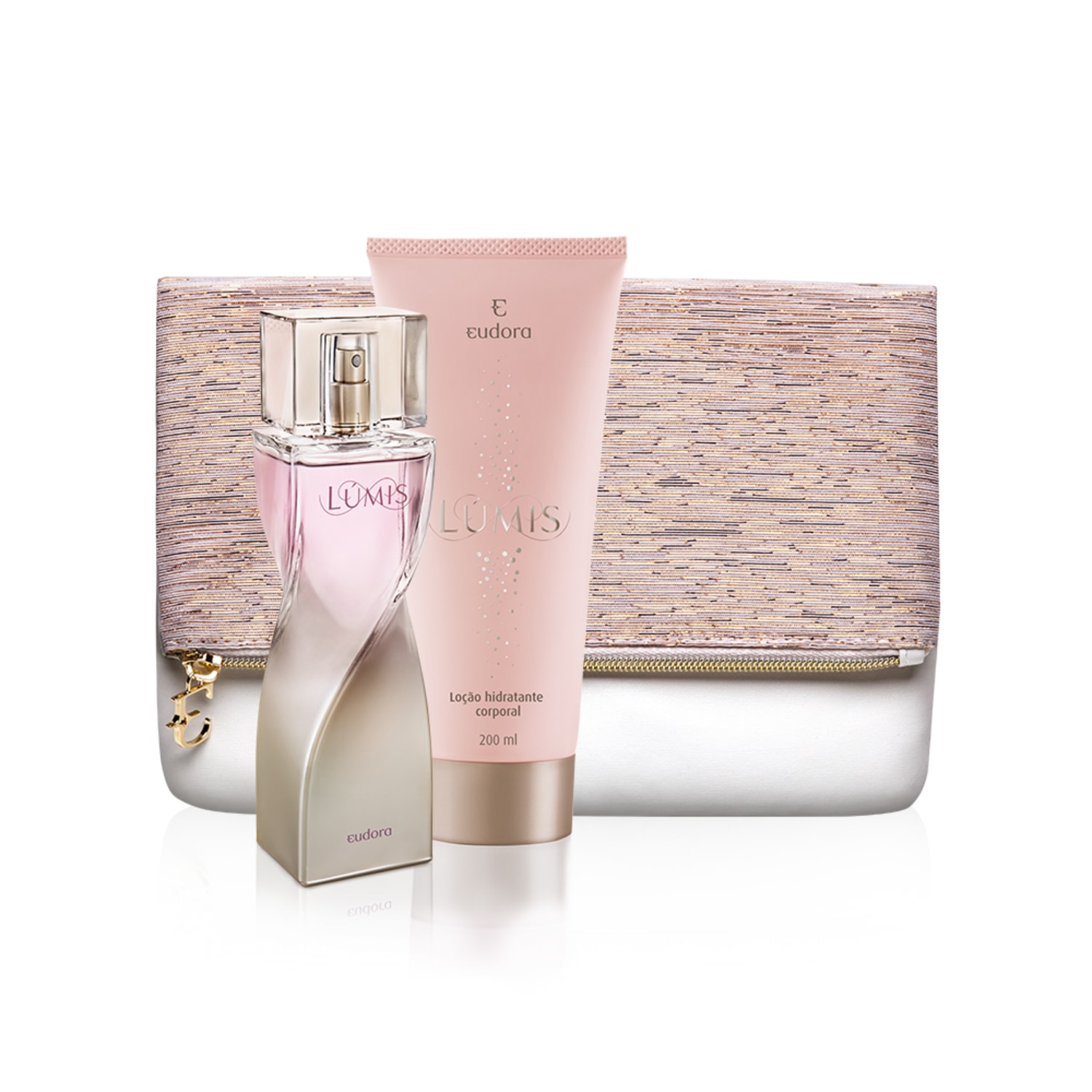 Kit Lúmis Colônia Desodorante + Hidratante Desodorante + Clutch