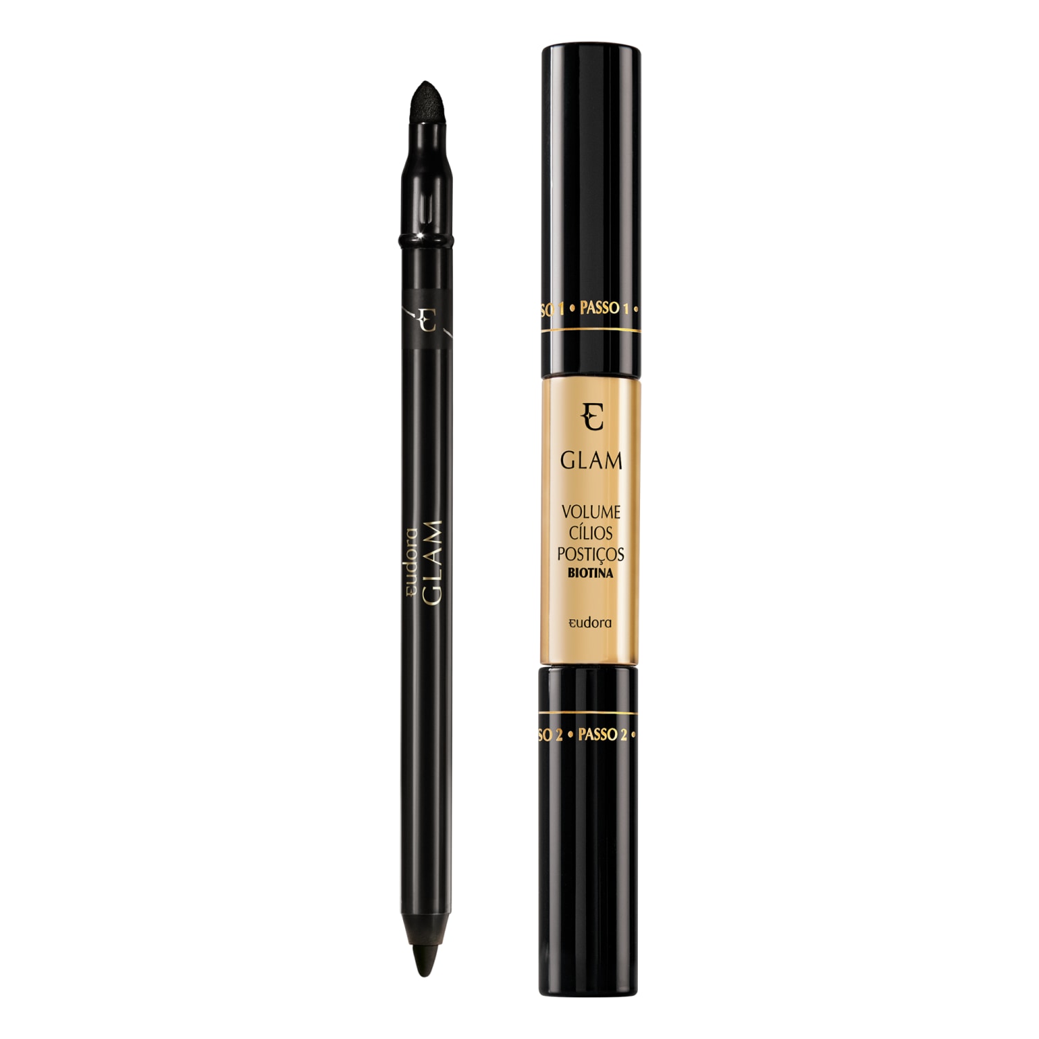 Kit Glam Lápis Para Olhos + Máscara Volume Cílios Postiços Biotina