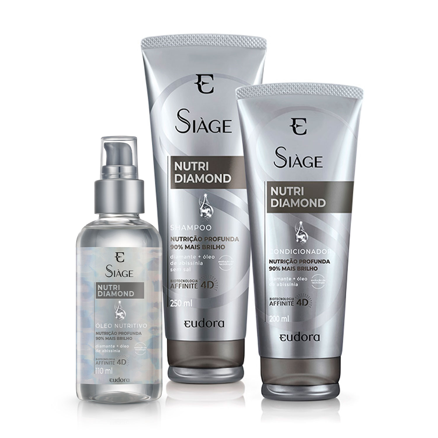 Kit Siàge Nutri Diamond Shampoo + Condicionador + Óleo Capilar (Nova Versão)