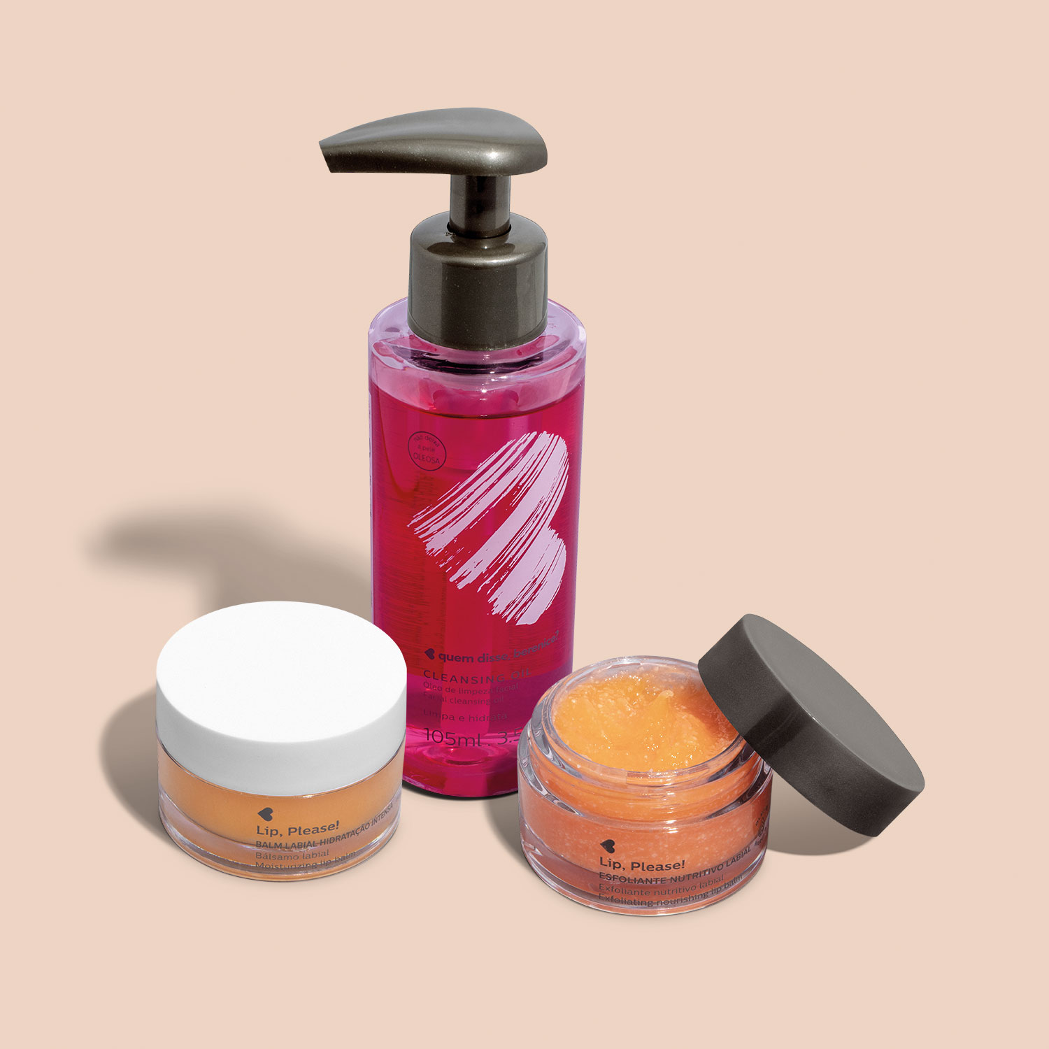 Kit Cleansing Oil + Esfoliante Nutritivo Labial + Balm Hidratação Intensa