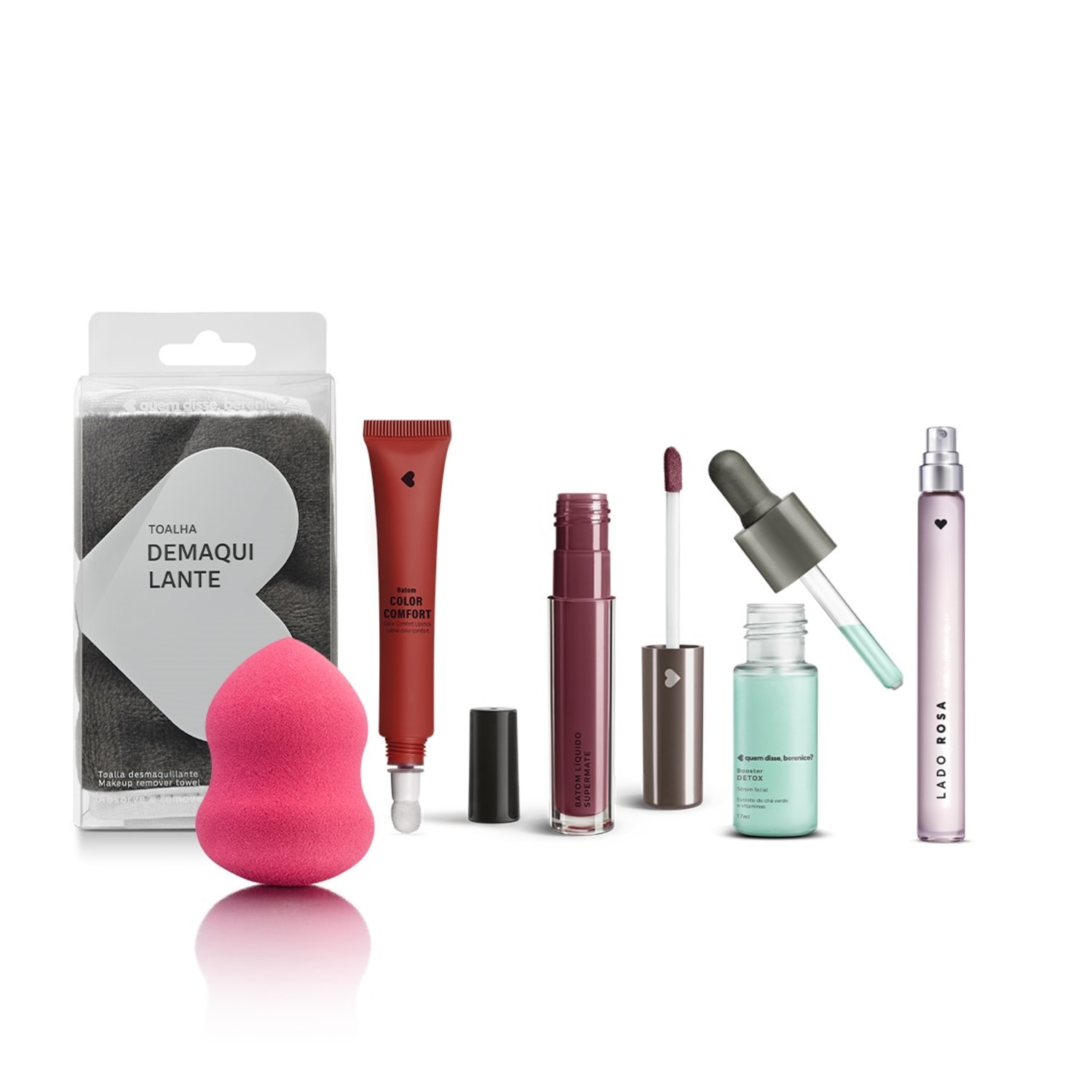 Combo Booster Detox + Color Comfort Terracotalê + Supermate Tintoli + Esponja + Toalha Demaquilante + Lado Rosa 10ml (6 itens)