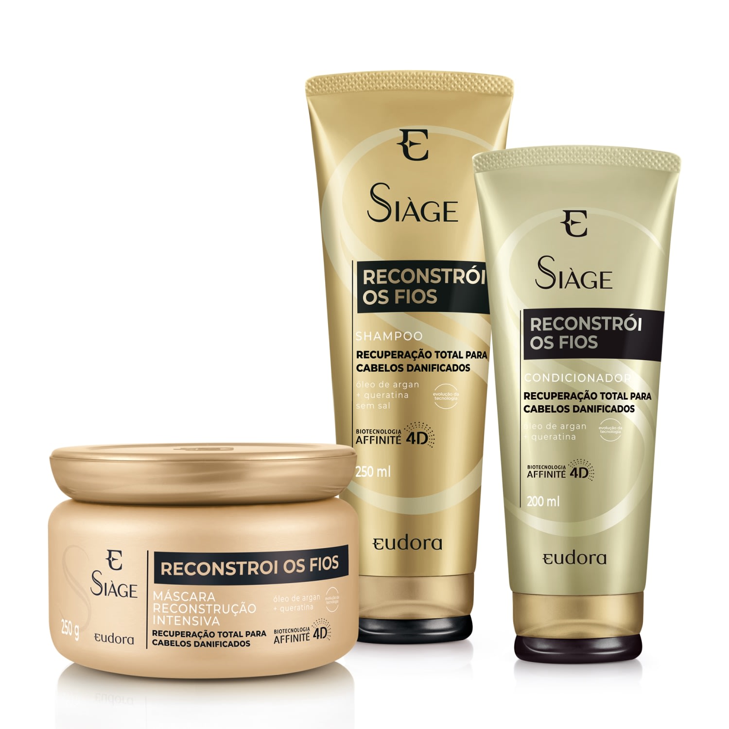 Combo Siàge Reconstrói os Fios: Shampoo 250ml + Condicionador 200ml + Máscara Capilar 250g