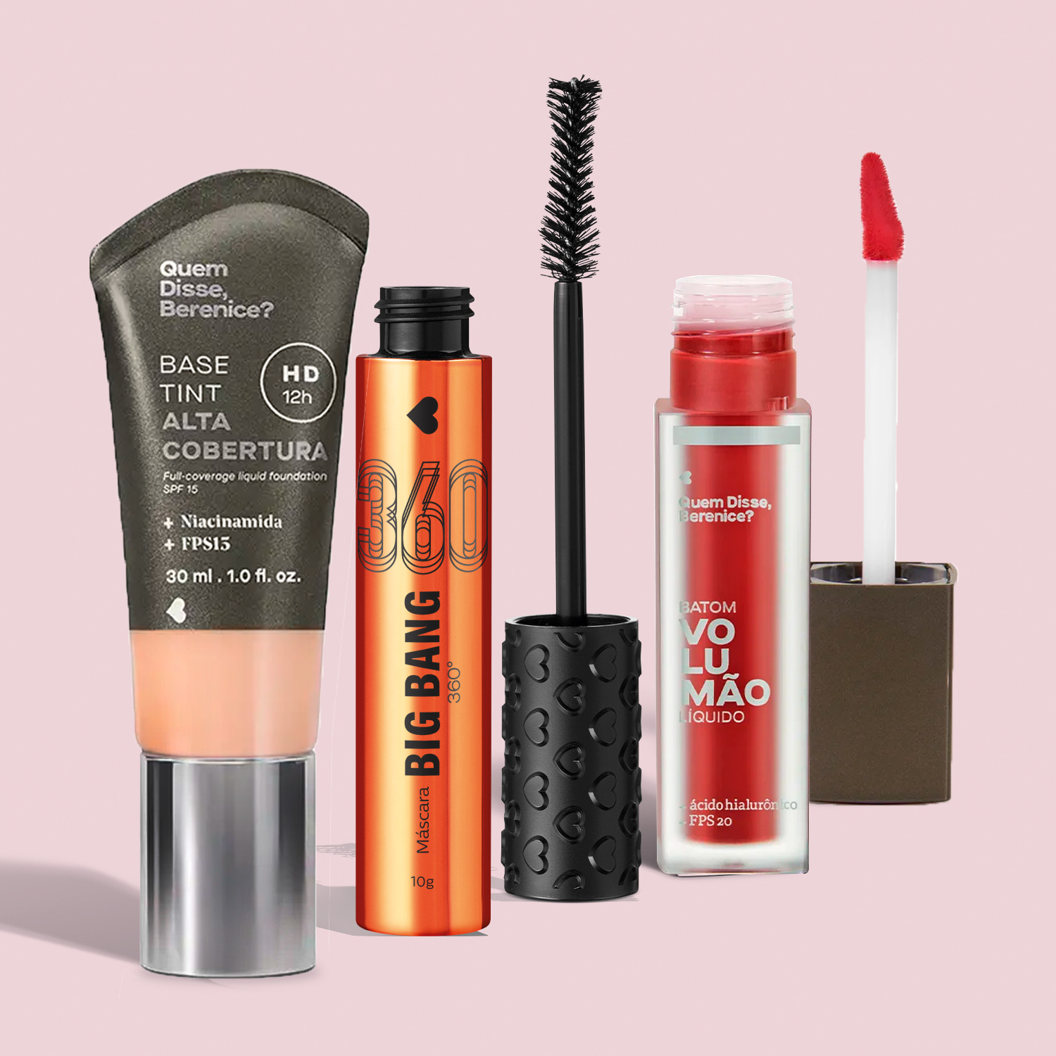 Combo Base Tint Cor 00N 30ml + Máscara de Cílios 10g + Batom Líquido Morangoli 5,5ml