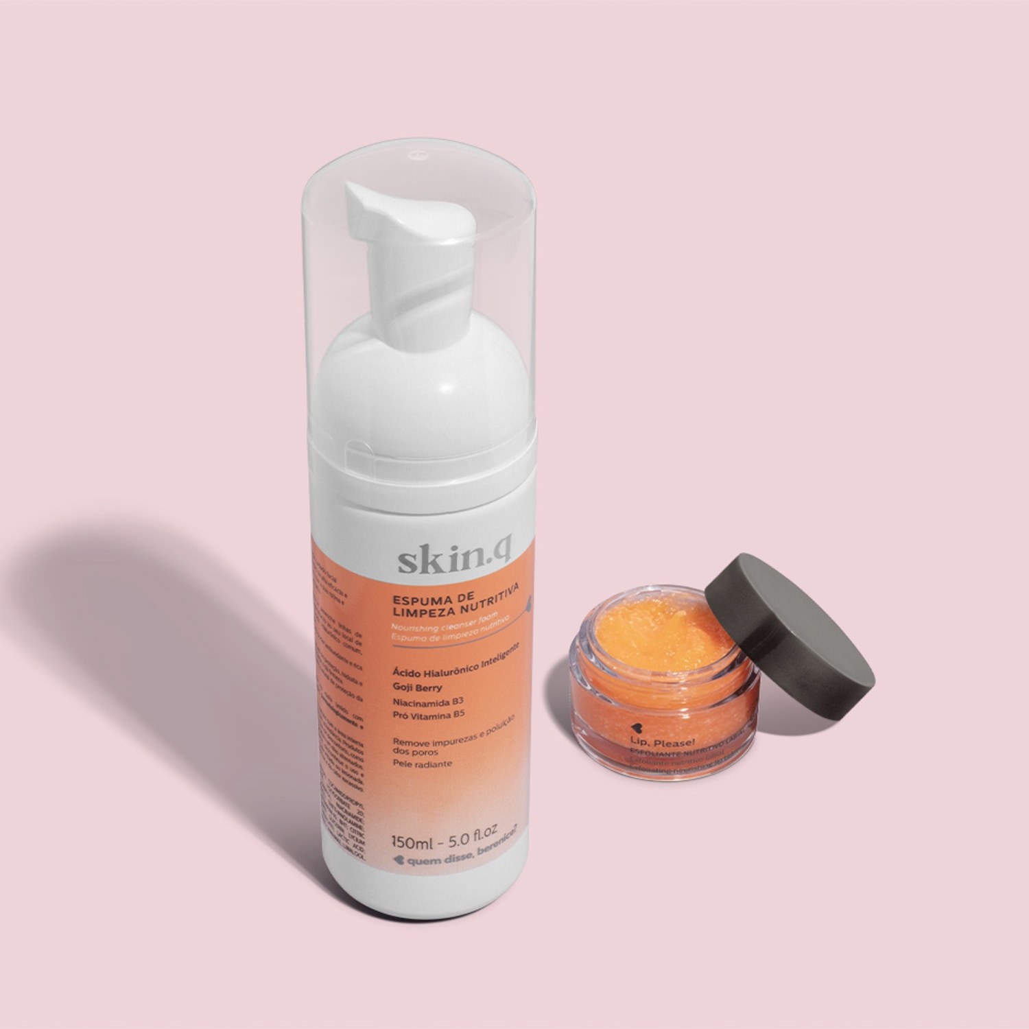Combo Espuma de Limpeza Nutritiva Skin. q 150ml + Lip, Please! Esfoliante Nutritivo Labial 8g
