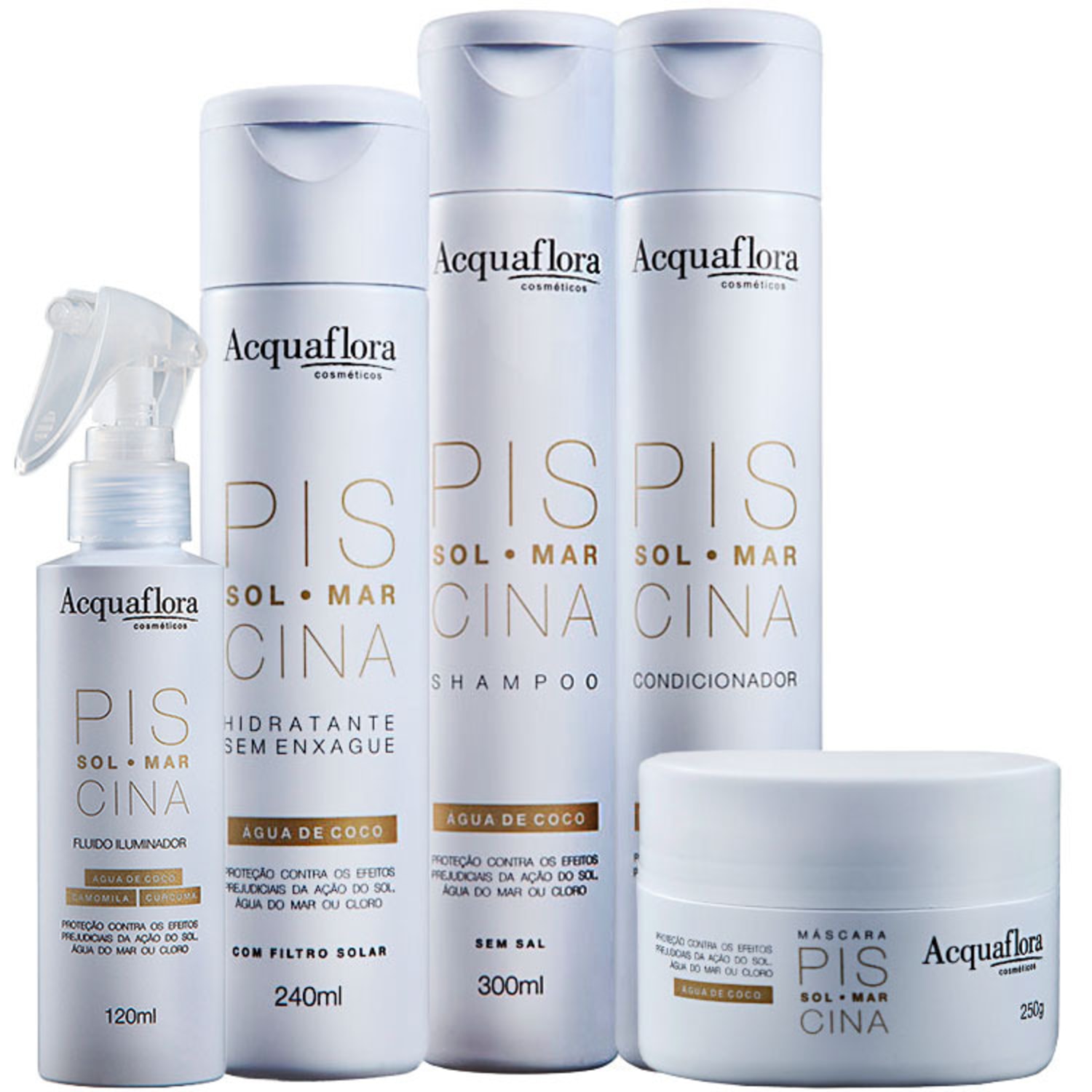 Kit Acquaflora Sol Mar Piscina Máscara Iluminadora Hidratante (5 Produtos)