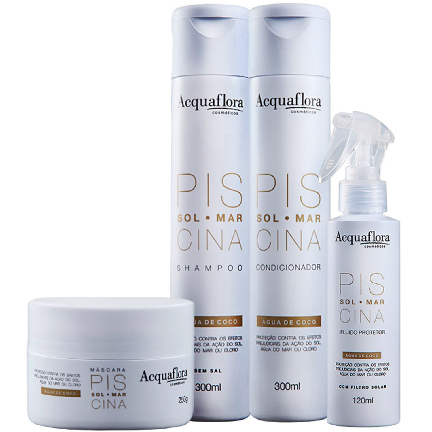 Kit Acquaflora Sol Mar Piscina Máscara Protetora (4 Produtos)