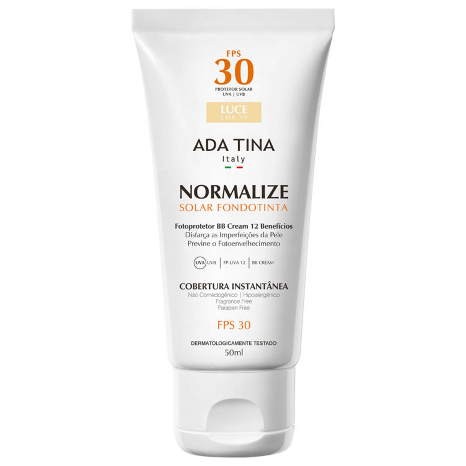 Ada Tina Normalize Ft Luce Cor 10 FPS 30 - Protetor Solar Facial com Cor 50ml