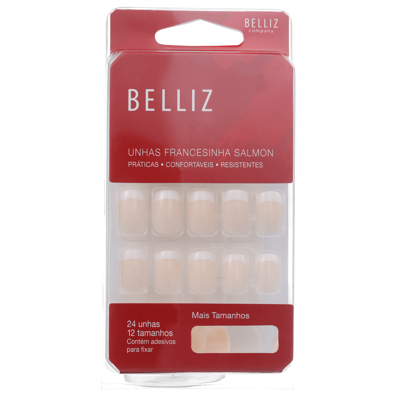 Belliz Francesinha Salmon - Unhas Postiças (24 unidades)