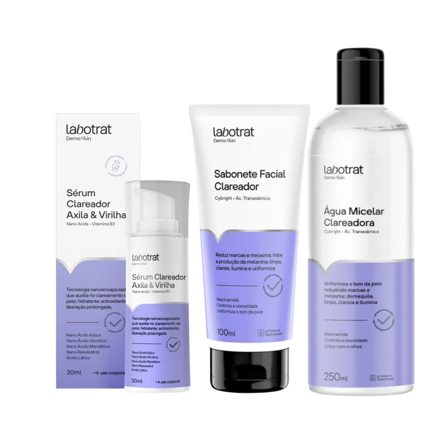 Kit Labotrat Sérum Clareador Axila Rosto Sabonete Micelar G
