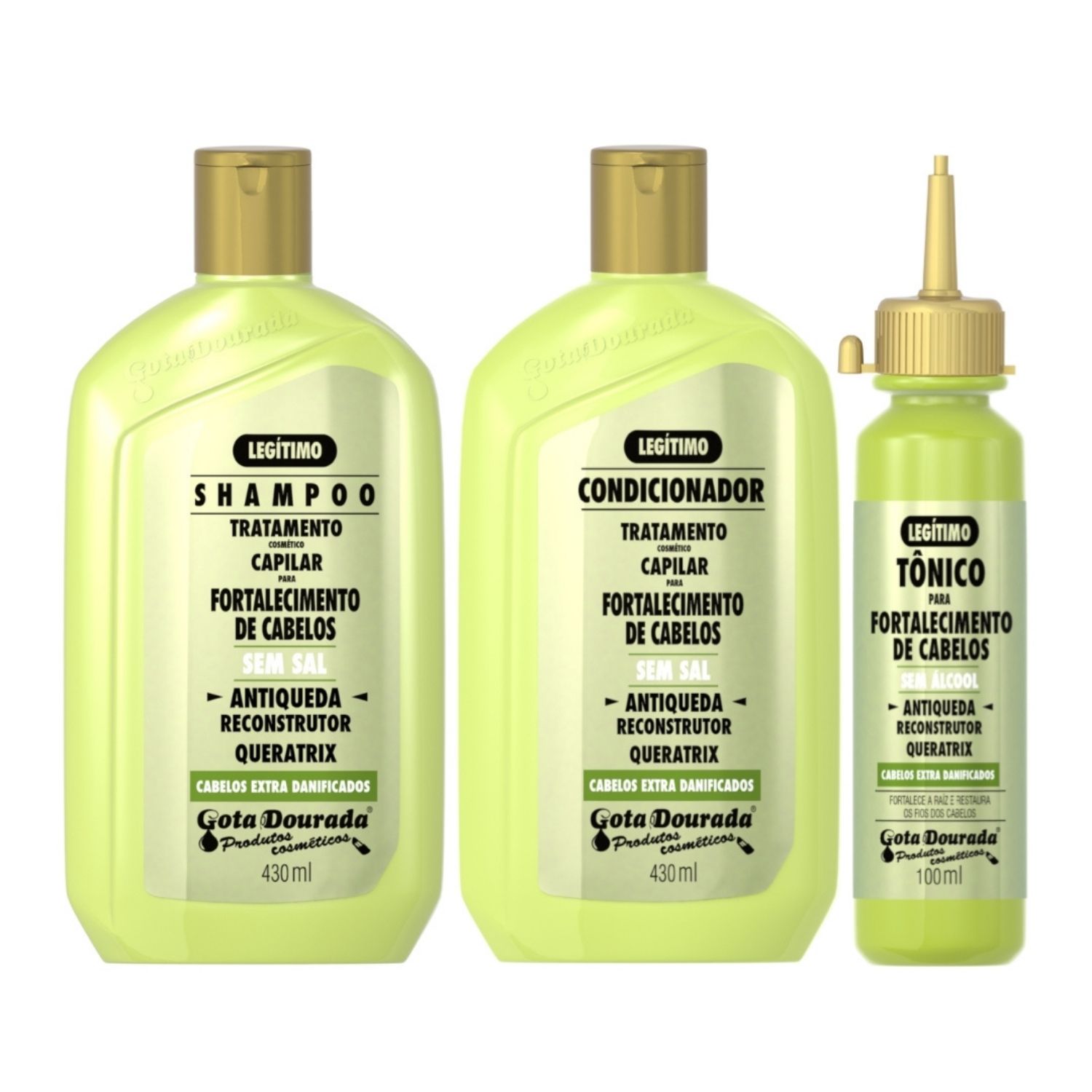 Kit Gota Fortalecimento Antiqueda Shampoo + Cond + Tônico