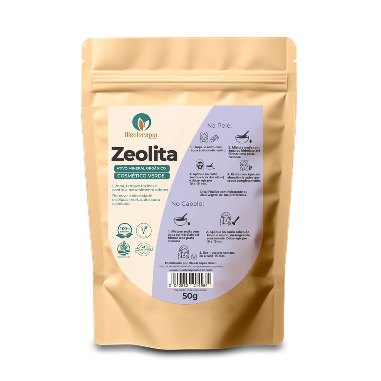 Zeolita - Argila 100% natural - Uso cosmético/rosto, cabelo e corpo