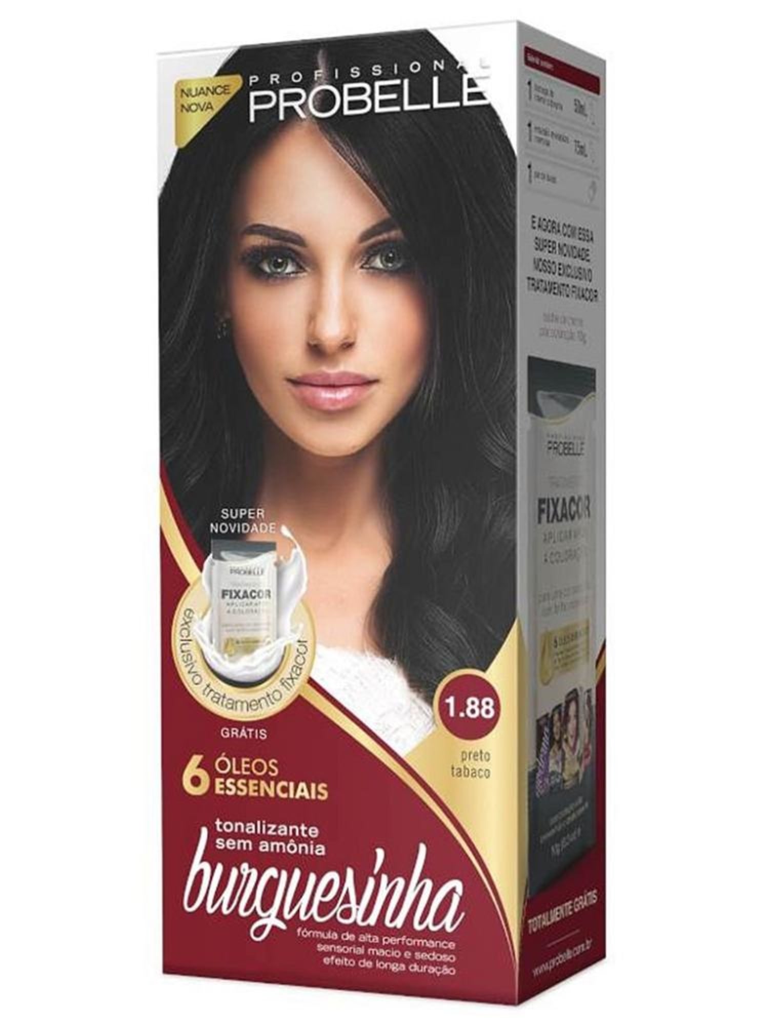 TINTURA PROBELLE BURGUESINHA SEM AMONIA 1.88 PRETO TABACO