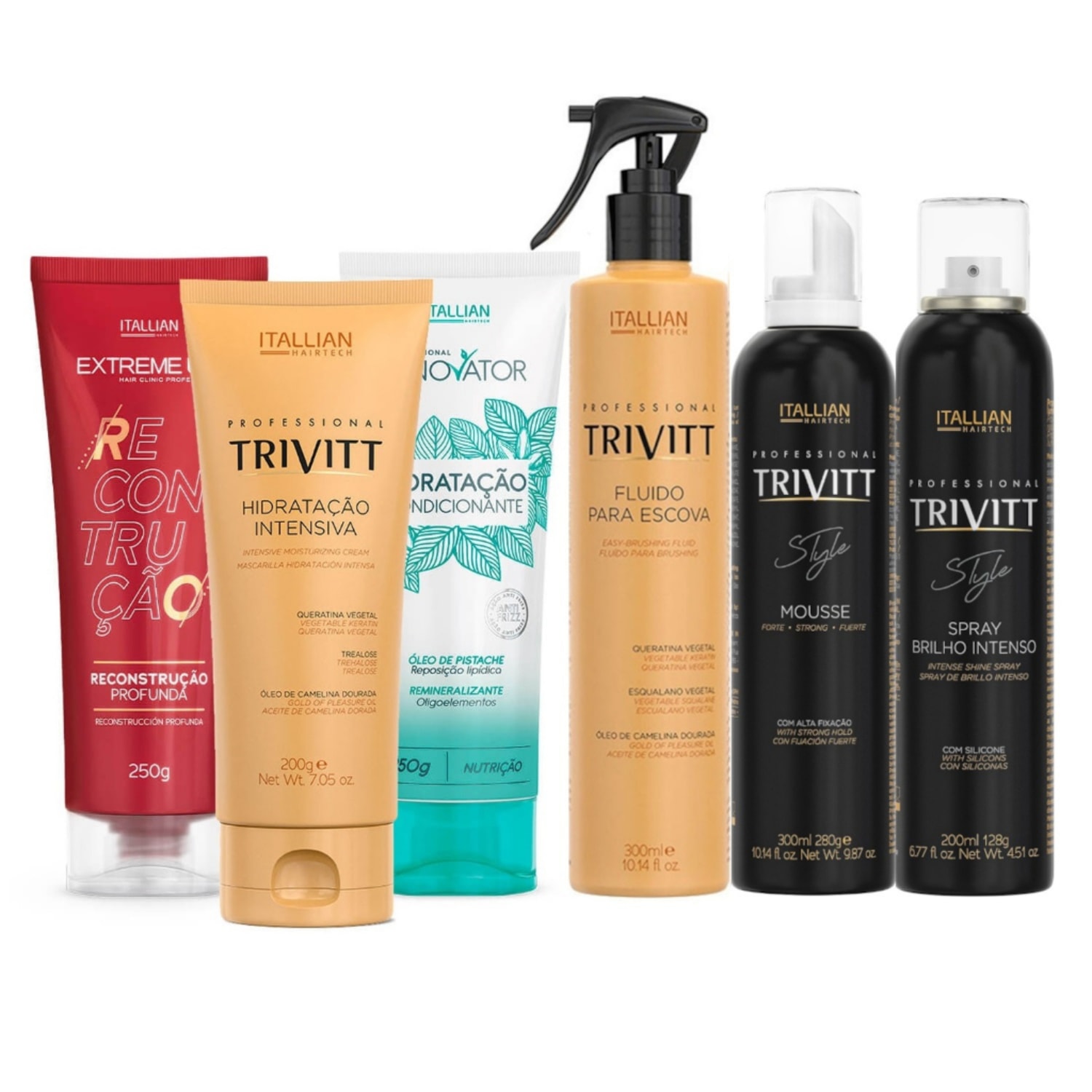 Cronograma Capilar Trivitt Reconstrução, Hidratação, Nutrição + Finalização Profissional (5 Itens)