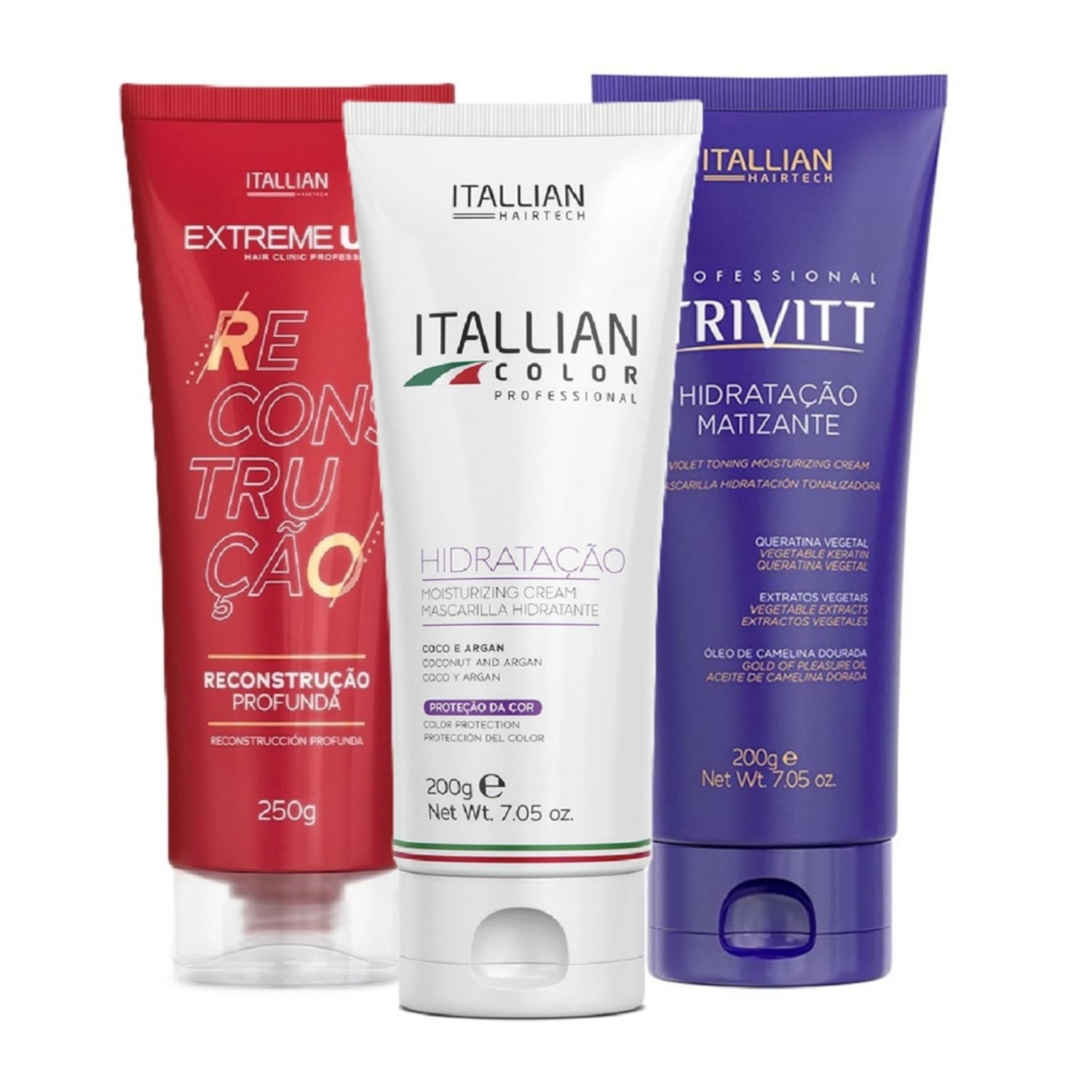 Itallian Hairtech Cronograma Capilar Profissional | Matização, Reconstrução e Hidratação Completa