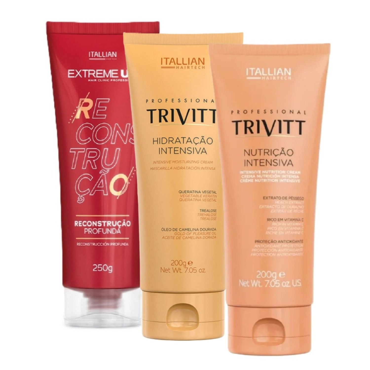 Kit Profissional Itallian Extreme Up + Trivitt | Tratamento Capilar Intensivo (3 Máscaras)