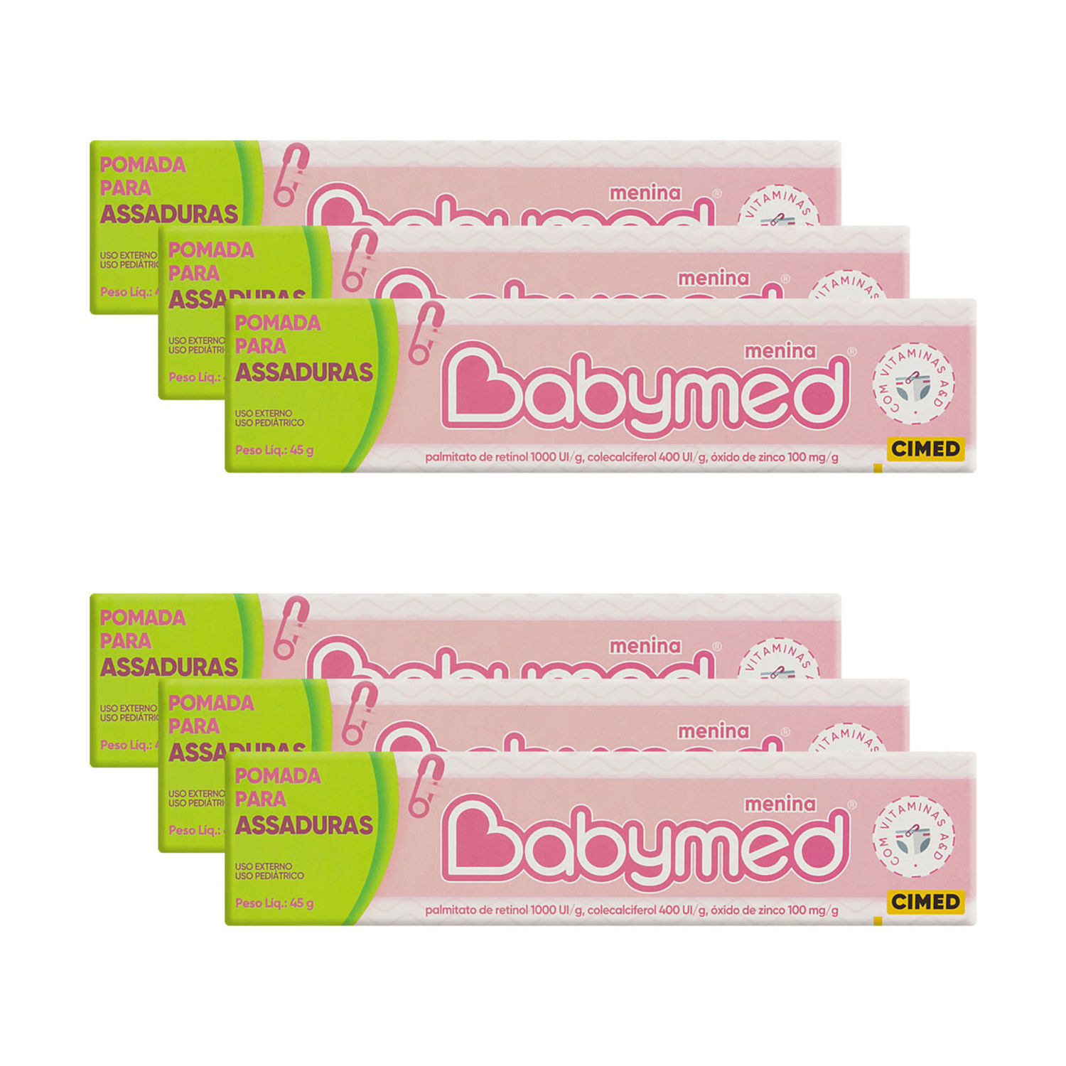 Kit Cimed Babymed Rosa Pomadas Para Prevenção De Assaduras (6 Unidades)