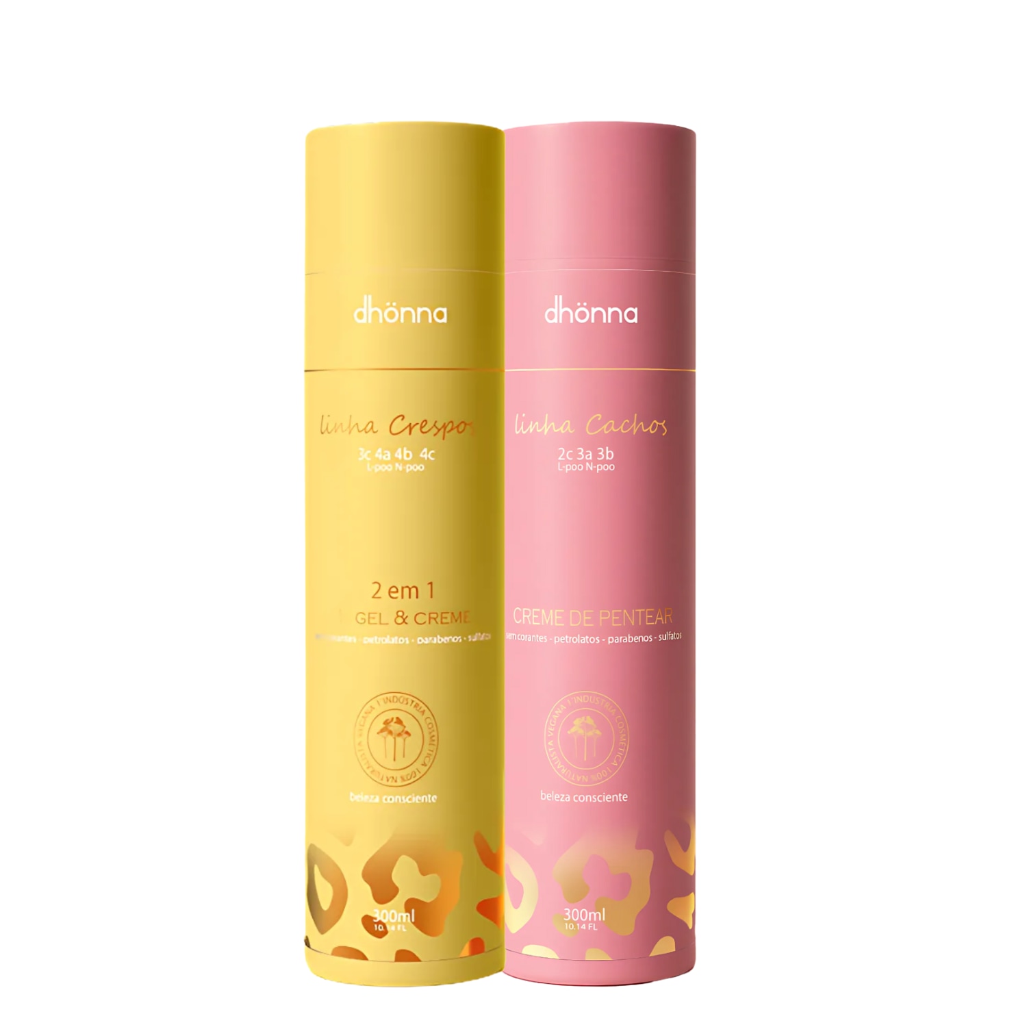 Duo Mix Creme de Pentear Cachos e Gel Creme Crespos 300mL - Dhonna | Cachos Hidratados e Sem Frizz