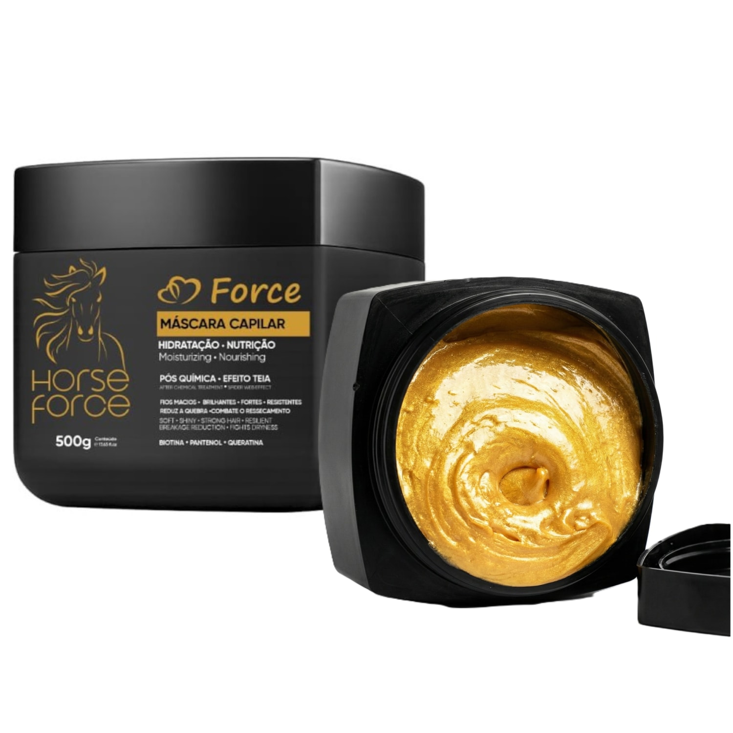 Máscara Capilar Horse Force 500g – Nutrição, Brilho e Hidratação Profunda Com Efeito Teia