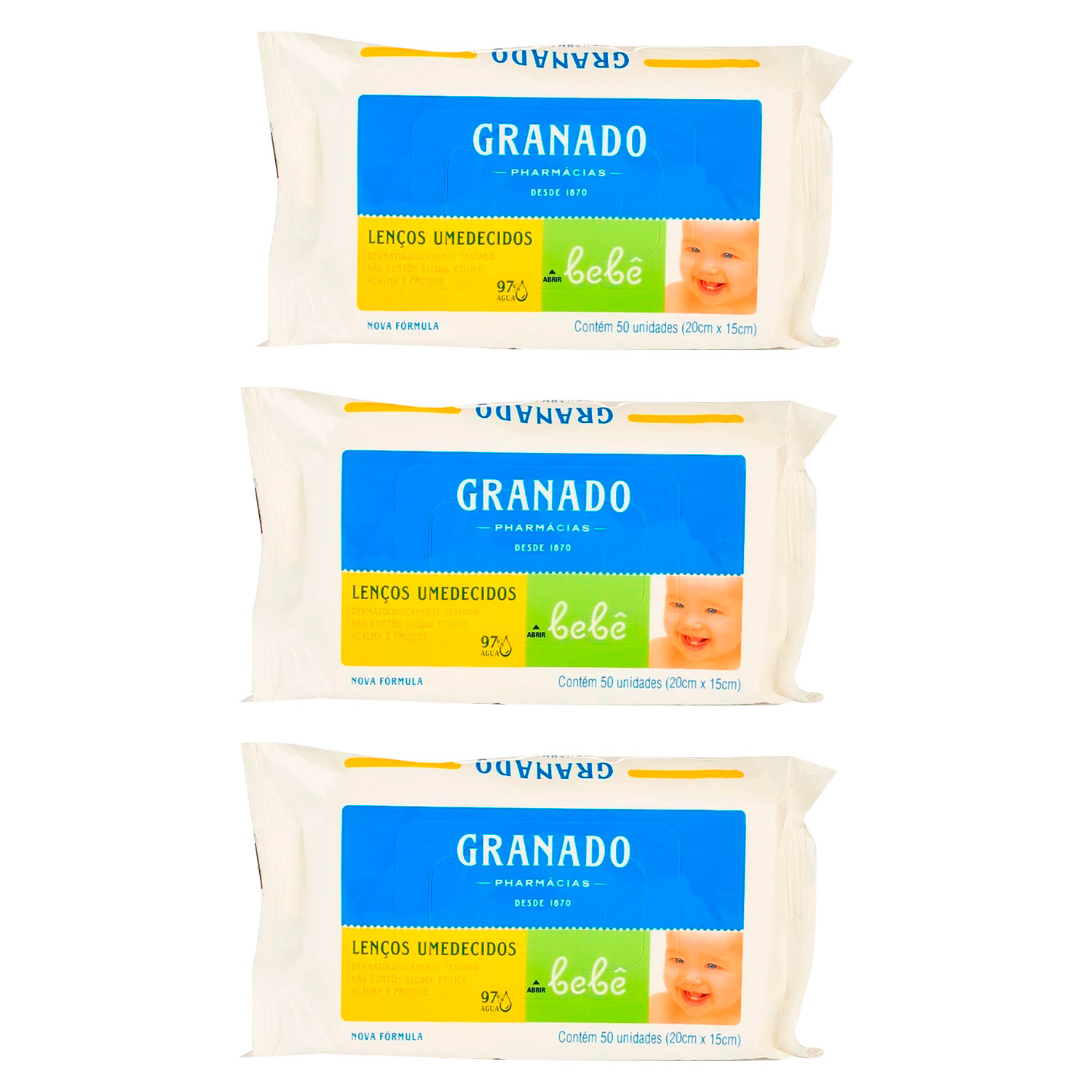 Trio Lenços Umedecidos Bebê Tradicional Granado