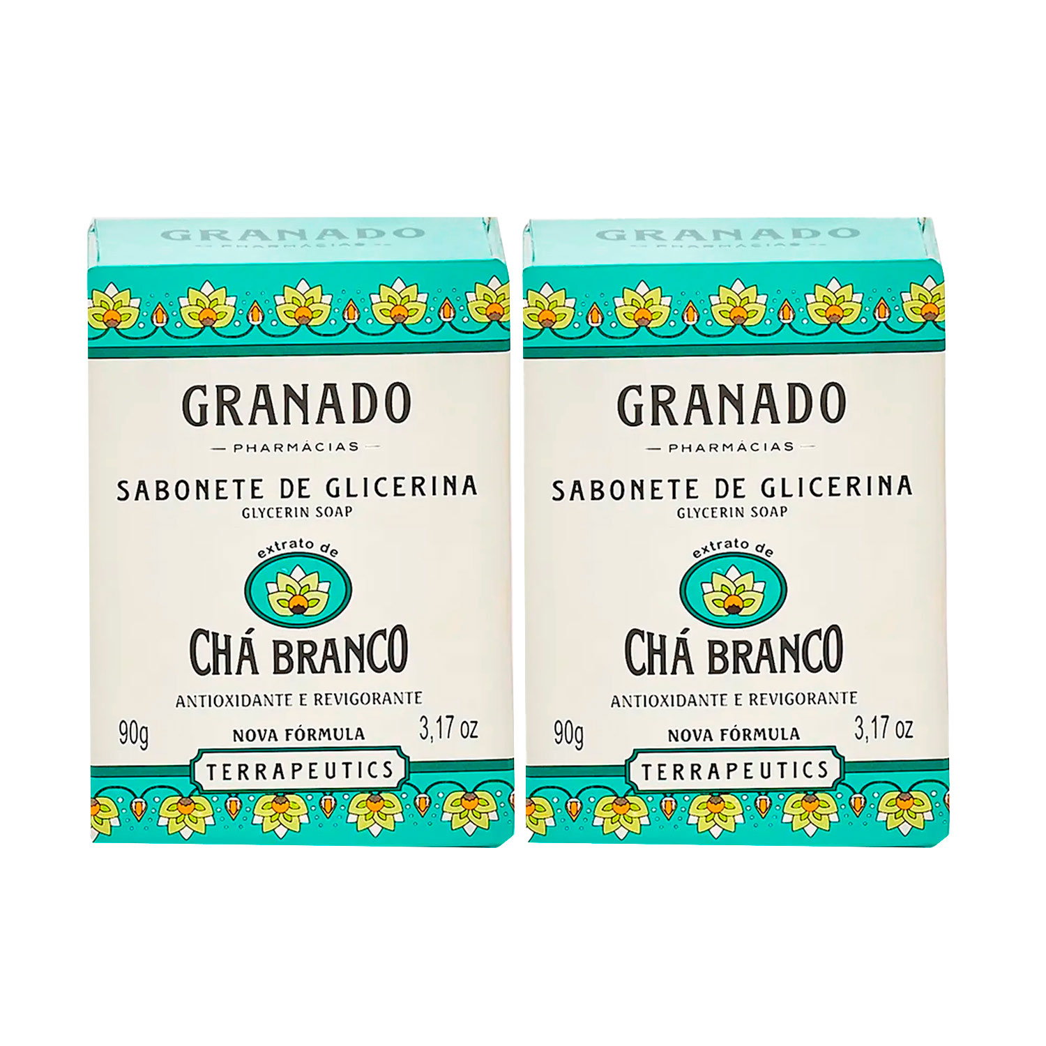 Dois Sabonetes em Barra de Glicerina Chá Branco Granado