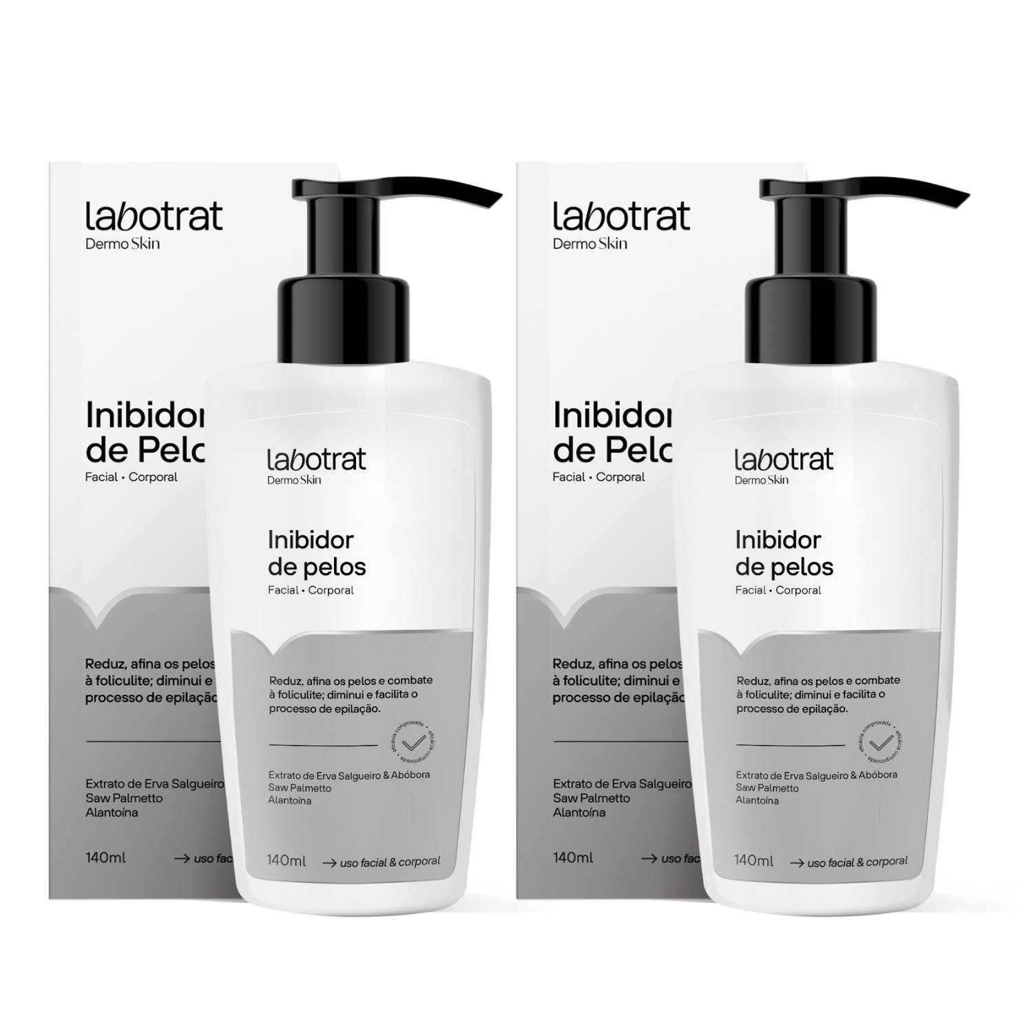 KIT COM 2 INIBIDORES DE PELOS 140ML DERMO SKIN - LABOTRAT