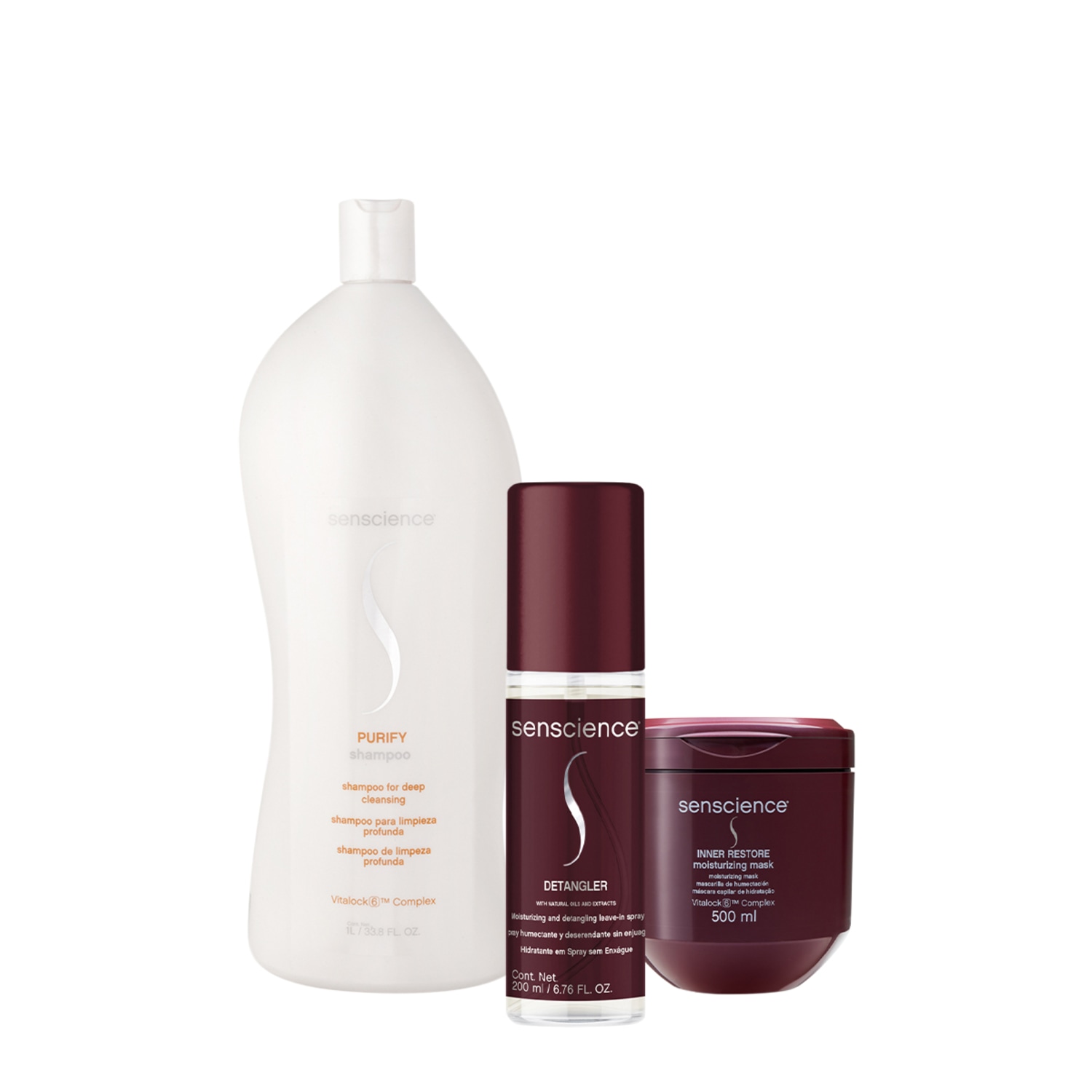 Kit Senscience Purify Inner Restore Detangler (3 Produtos)