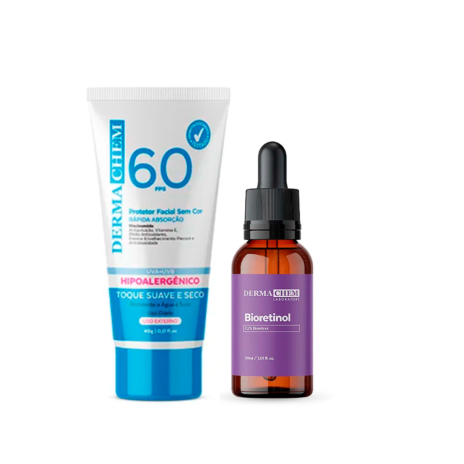 Protetor Solar 60 FPS e Sérum Bioretinol Dermachem