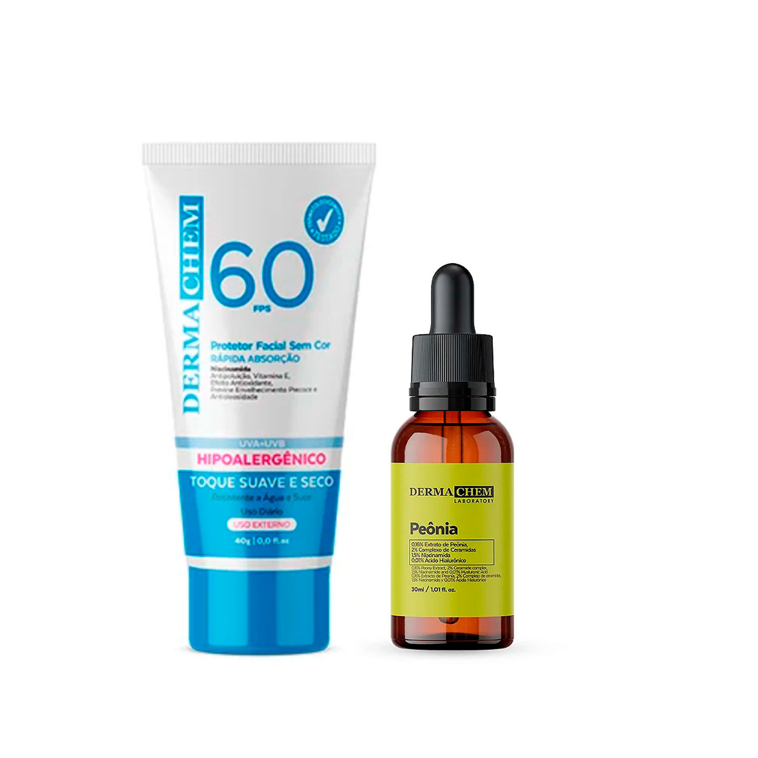 Protetor Solar 60 FPS e Sérum Peônia Dermachem