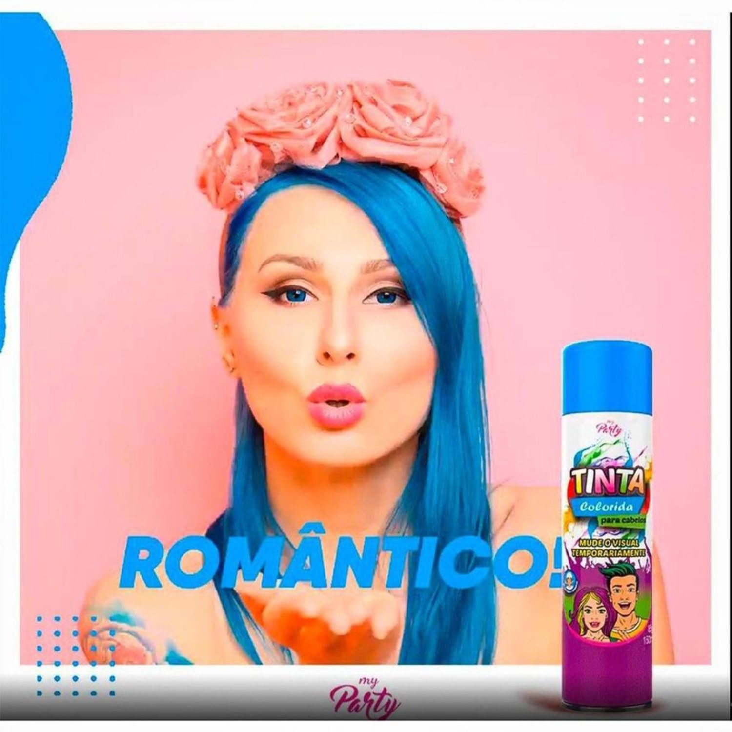 SPRAY COLORIDO MY PARTY PARA CABELOS AZUL NEON 150ML