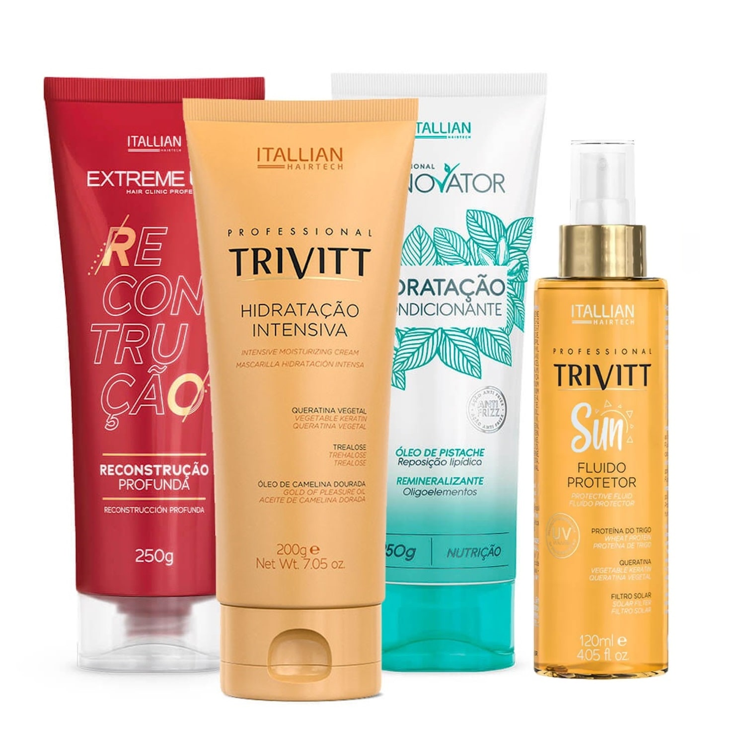 Kit Itallian Hairtech Cronograma Capilar Sun Quarteto (4 Produtos)