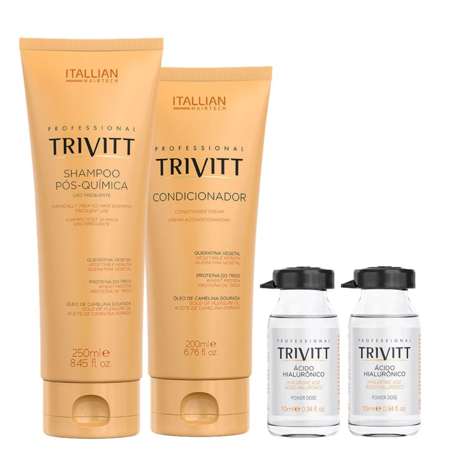 Kit Itallian Hairtech Trivitt Home Care Reparação e Hidratação Pós-Química (4 Produtos)