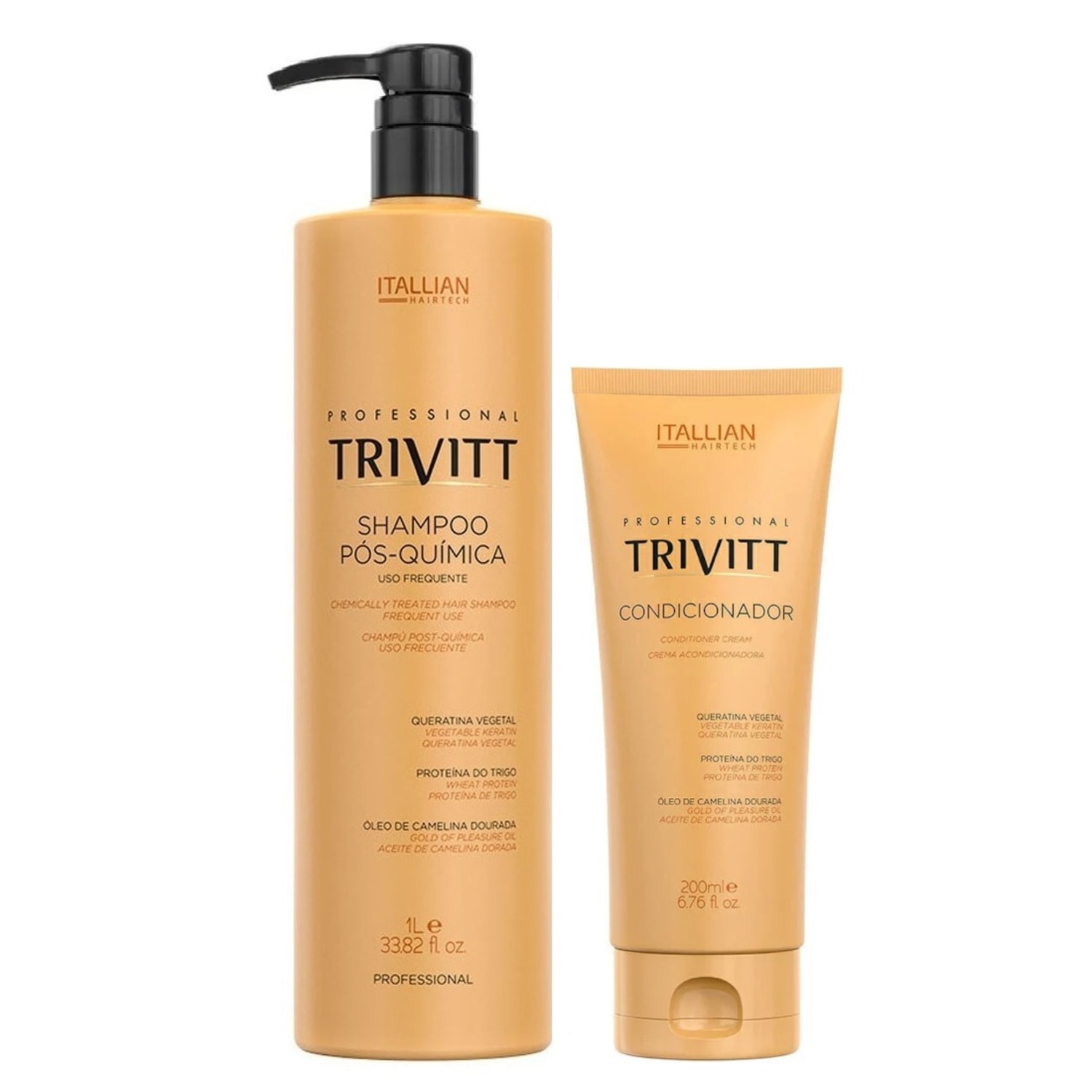Kit Profissional Trivitt Profissional Pós Quimica Shampoo 1L + Condicionador 200ml