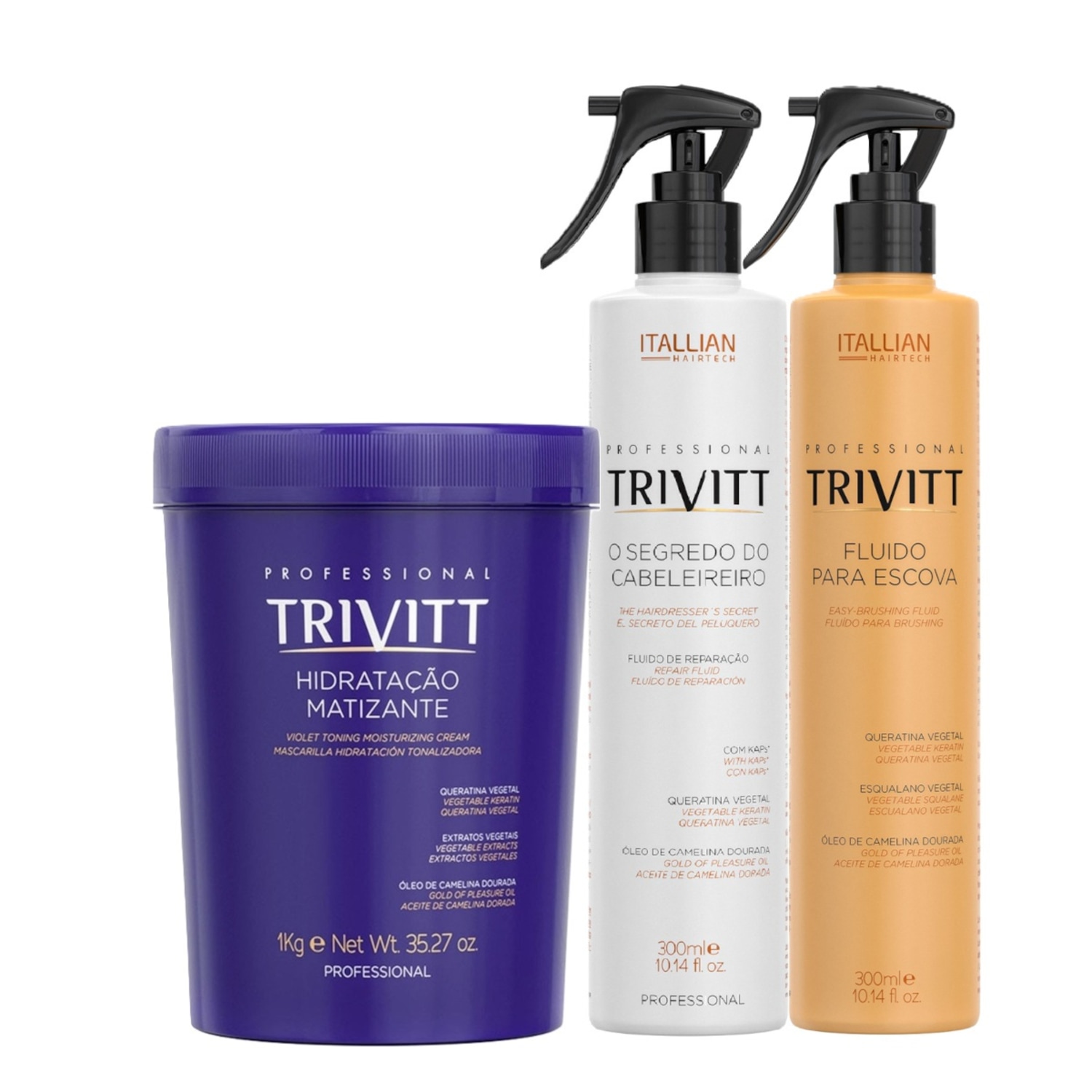 Kit Itallian Hairtech Trivitt Matização e Hidratação para Loiros Radiantes (3 Produtos)