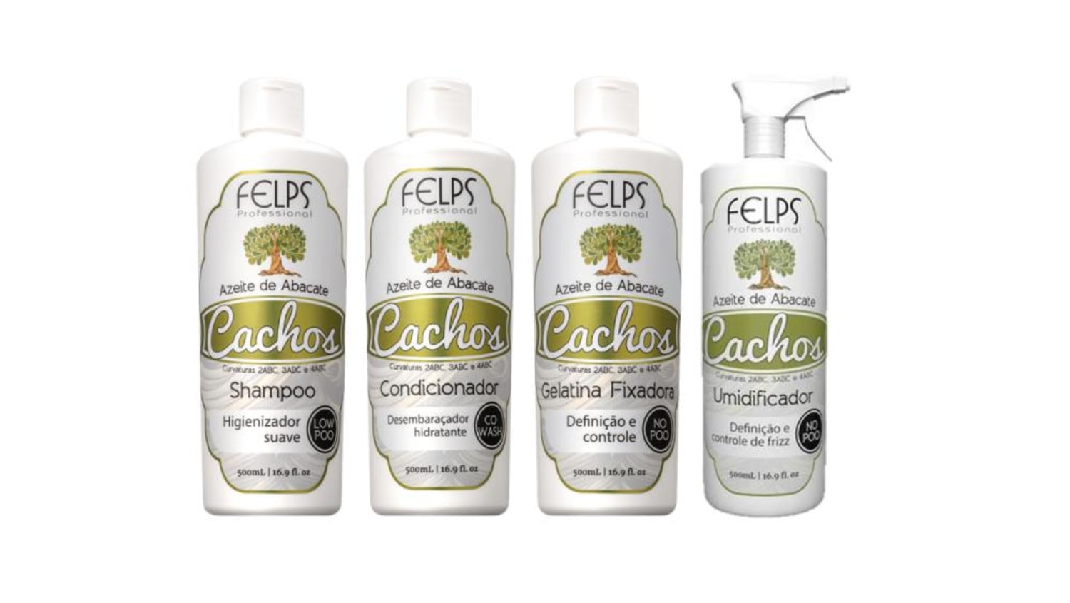 Shampoo + Condicionador+Umidificador+Gel Fixador - Felps