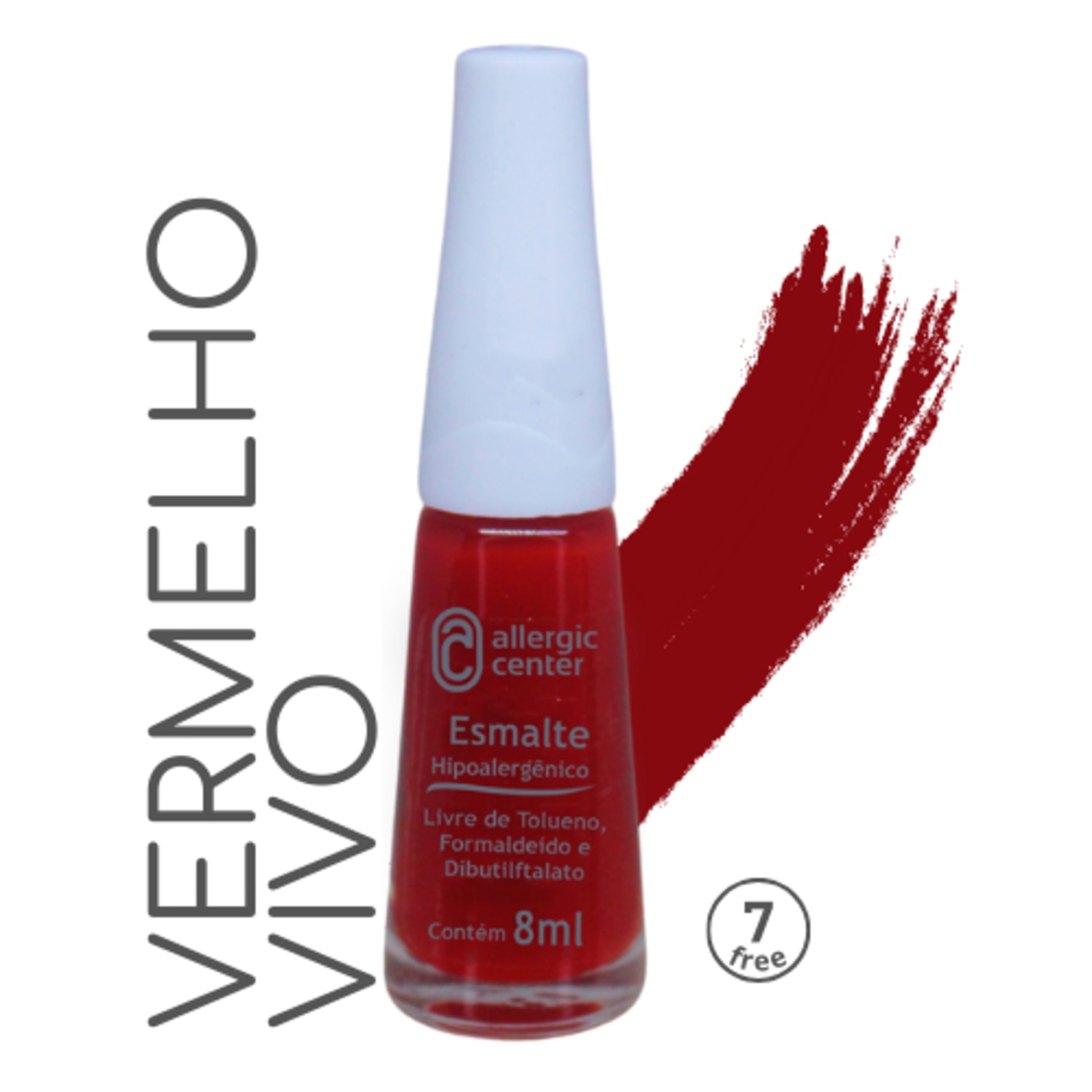 Esmalte Hipoalergênicos Tradicional 7 Free 7ml Allergic Center Cor:Vermelho Vivo