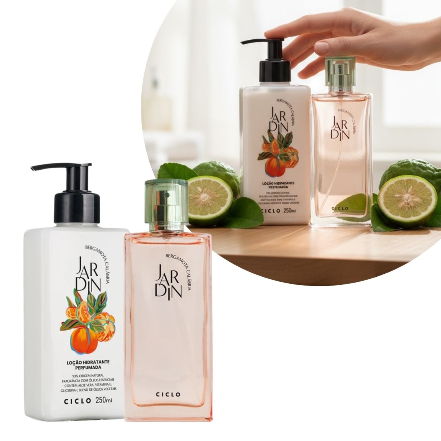 Kit Presente Ciclo Jardin Bergamota Perfume 100ml + Creme