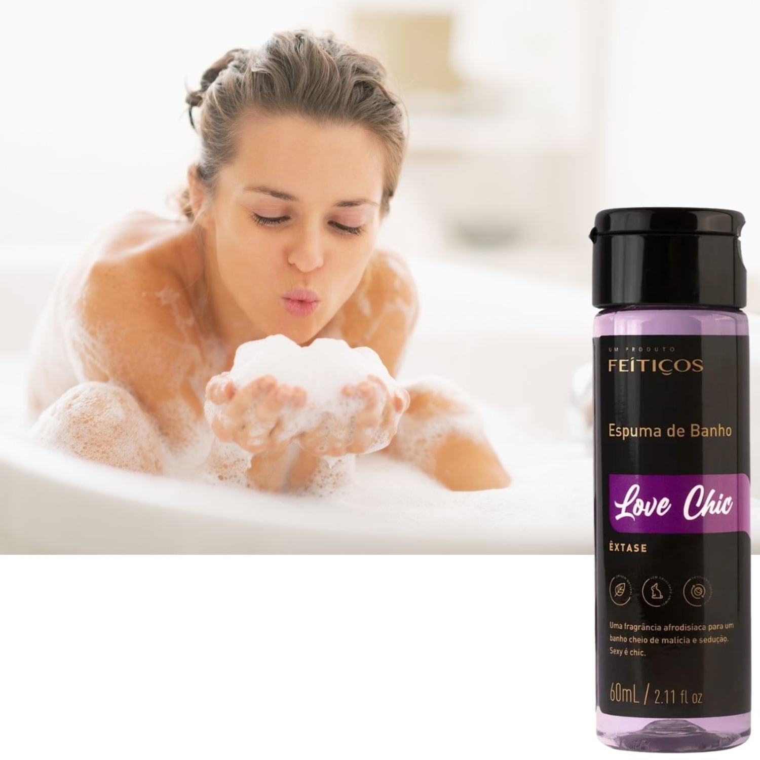 Love Chic - Espuma de Banho Banheira Hidromassagem Êxtase 60ml