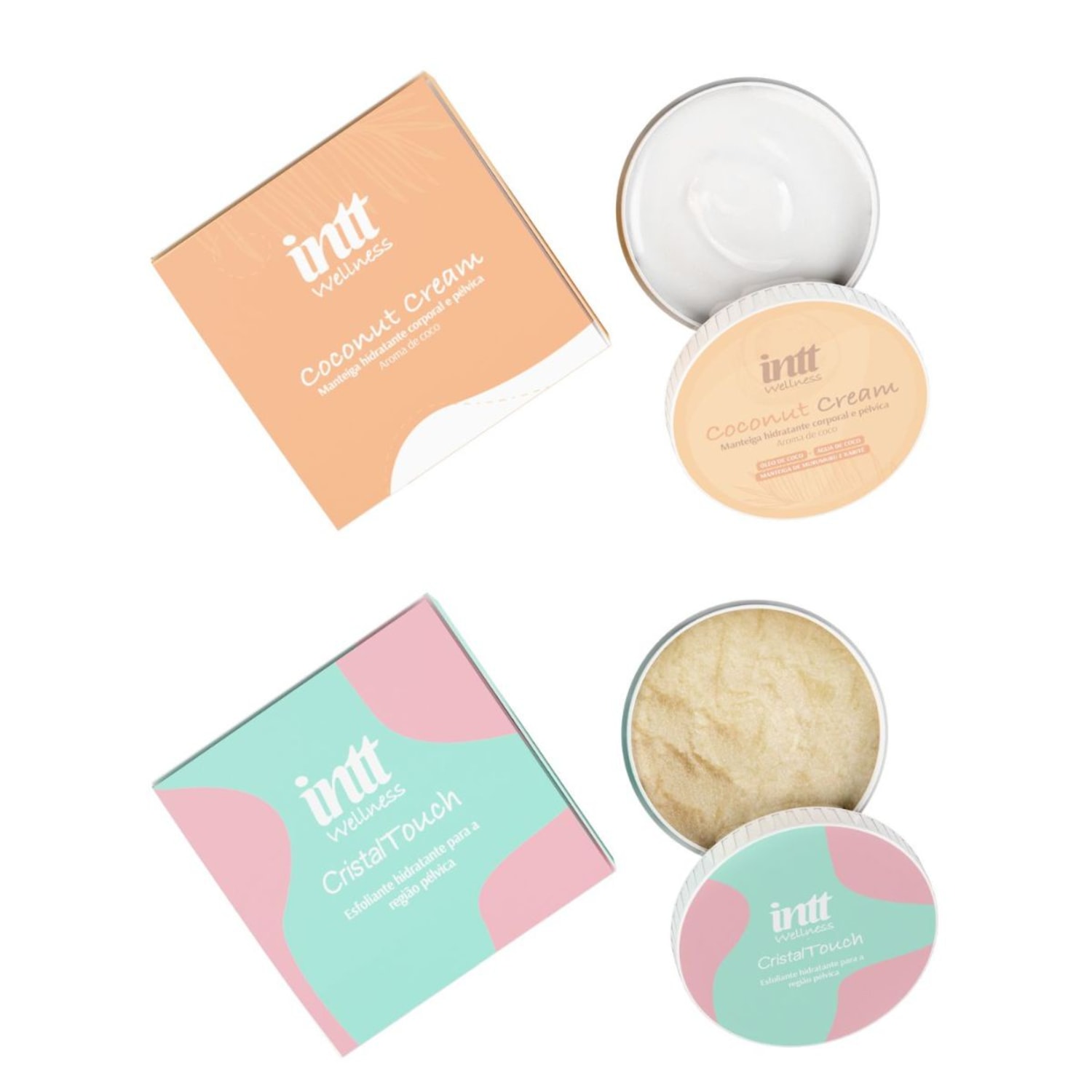 Kit Coconut Cream Creme Hidratante e Esfoliante Cristal Touch para Corpo e Pélvica - INTT
