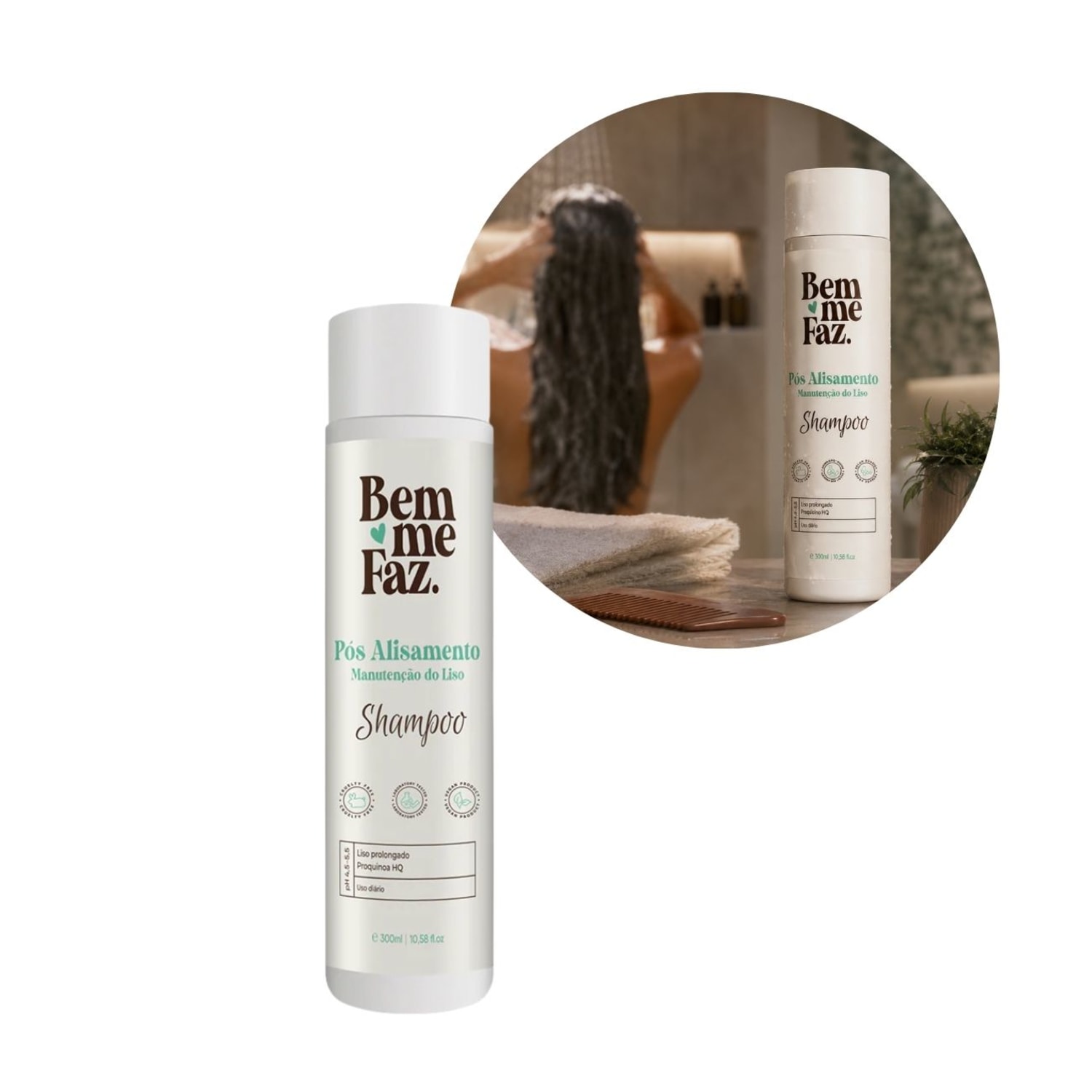Shampoo Pós Alisamento 300ml Bem Me Faz Manutenção do Liso