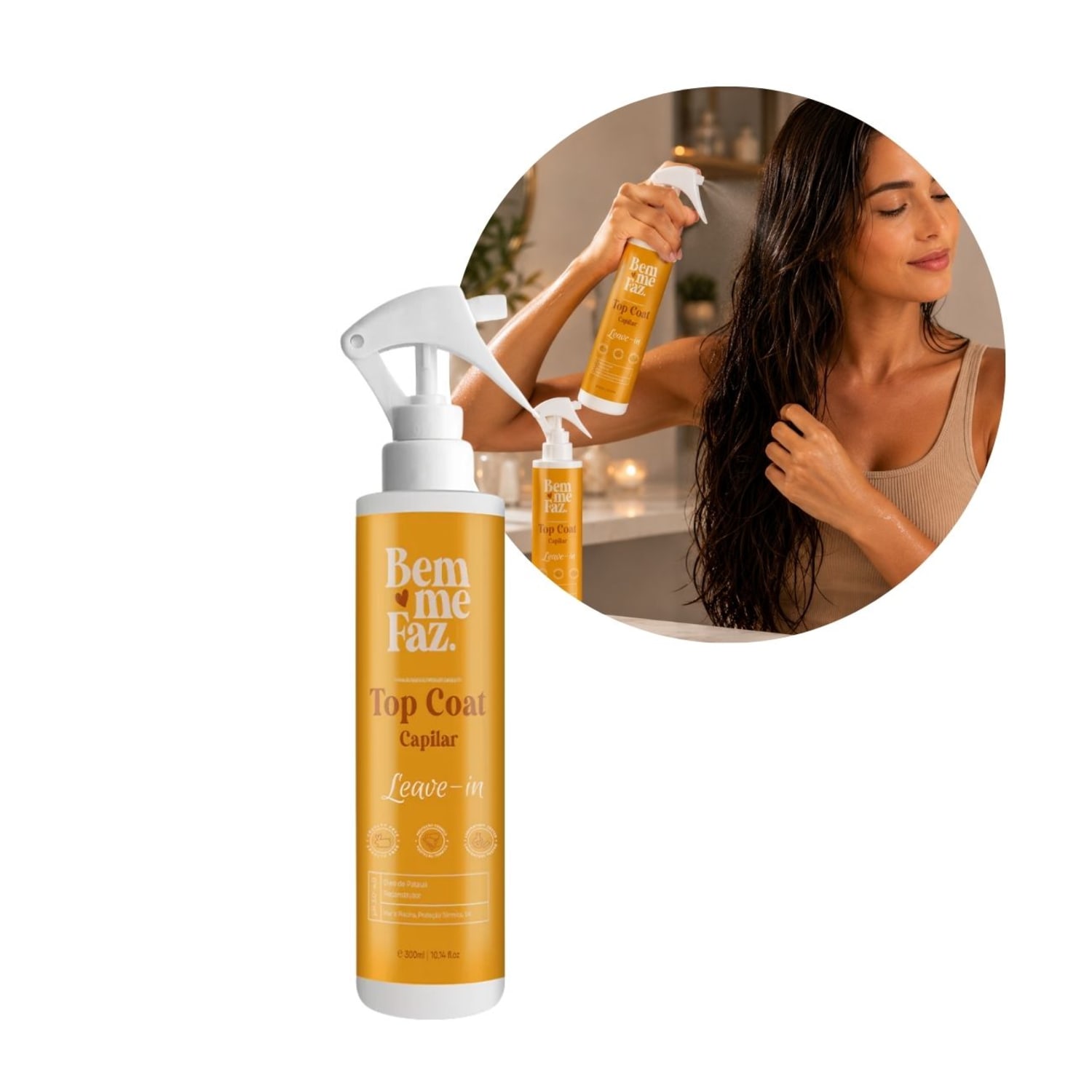 Leave-in Top Coat Capilar 300ml Bem Me Faz Óleo Patauá