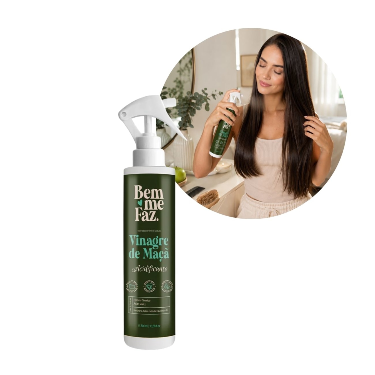 Leave-in Vinagre De Maçã Acidificante 300ml Bem Me Faz