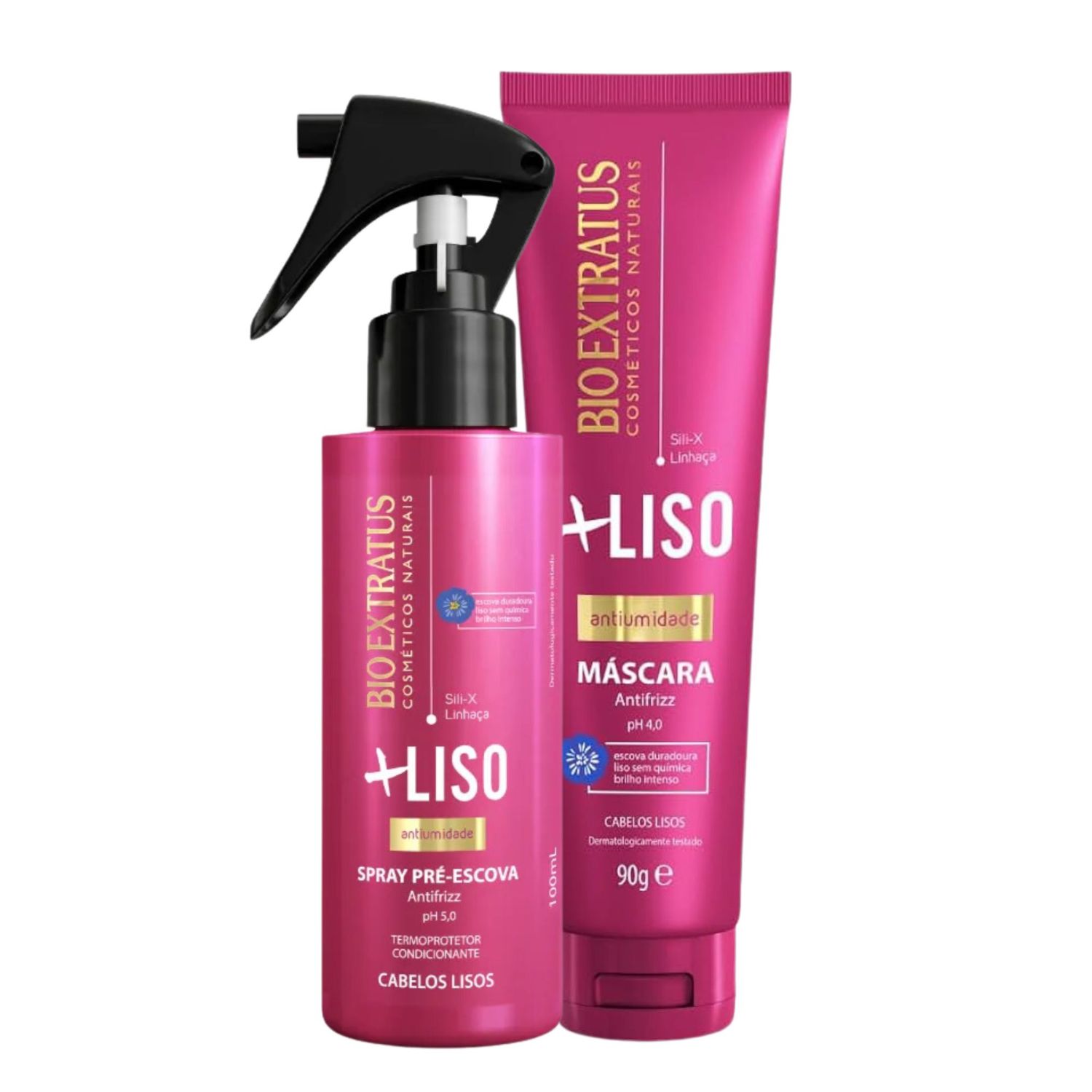 Kit Liso Perfeito Spray e Máscara 90g Mais Liso-Bio Extratus
