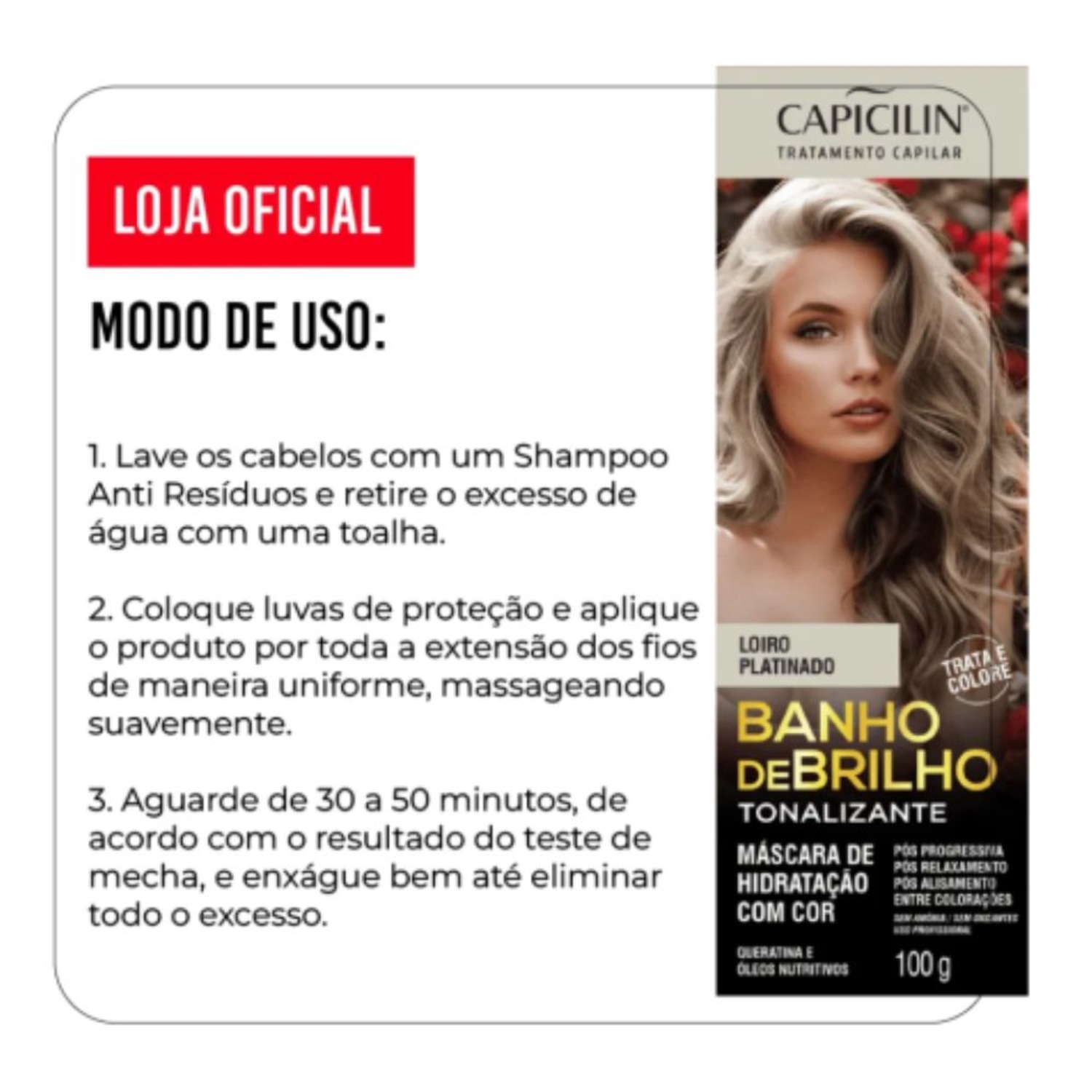 Banho Brilho Capicilin Loiro Platinado 100g
