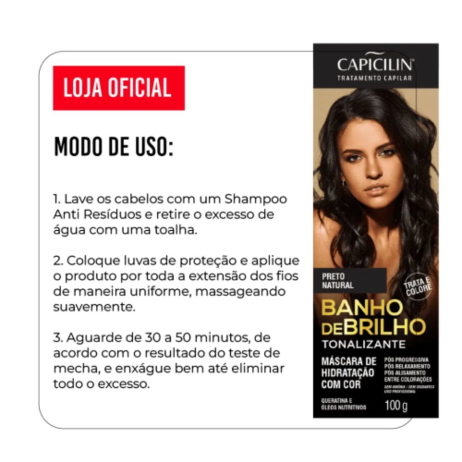 Banho Brilho Capicilin Preto Natural 100g