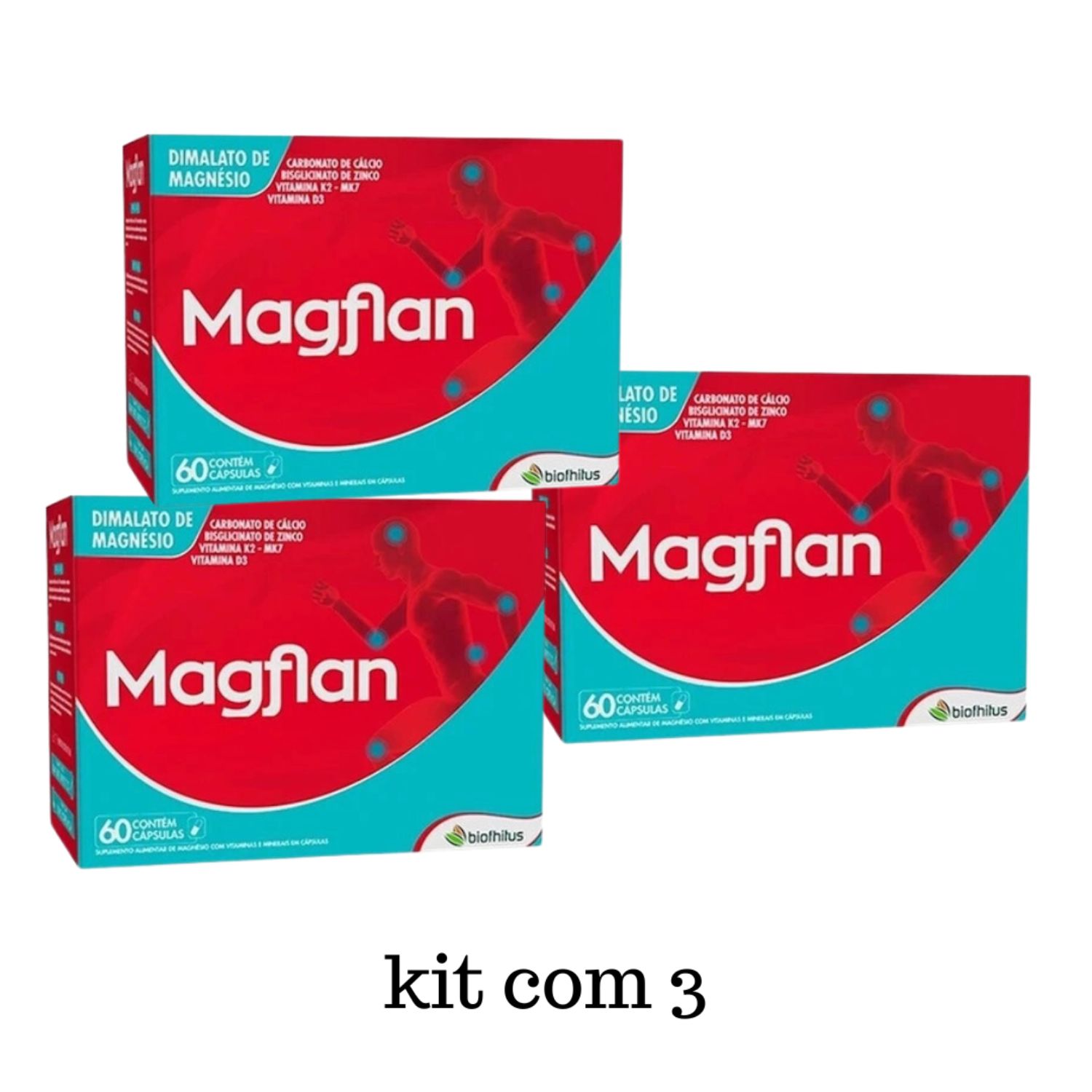 Kit Biofhitus Magflan Dimalato de Magnésio Trio (3 Unidades)