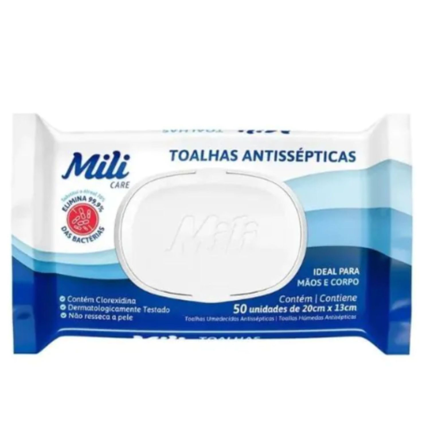 Toalhas Umedecidas Antissépticas Higiene C50 - Mili